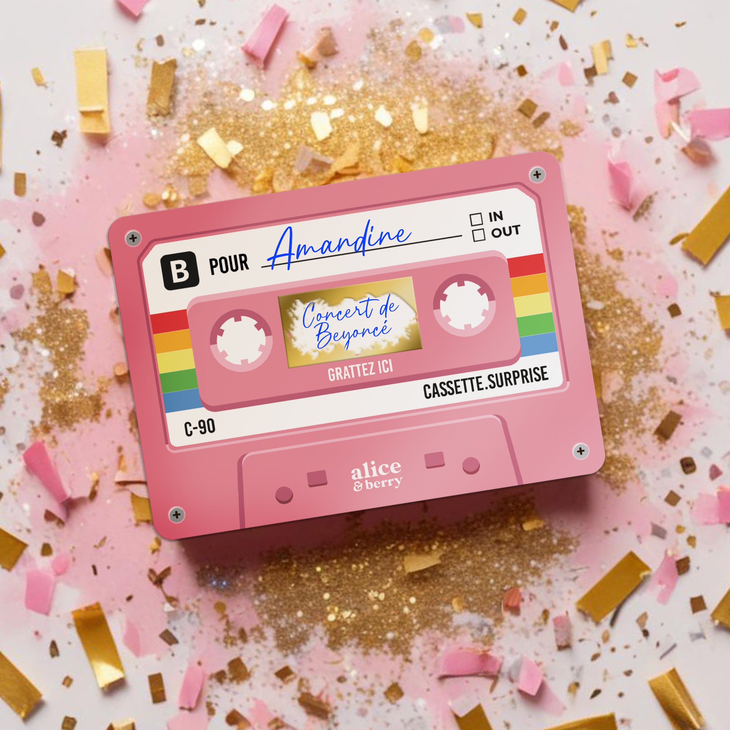 Carte à Gratter Cadeau | Surprise Personnalisable Cassette audio rétro