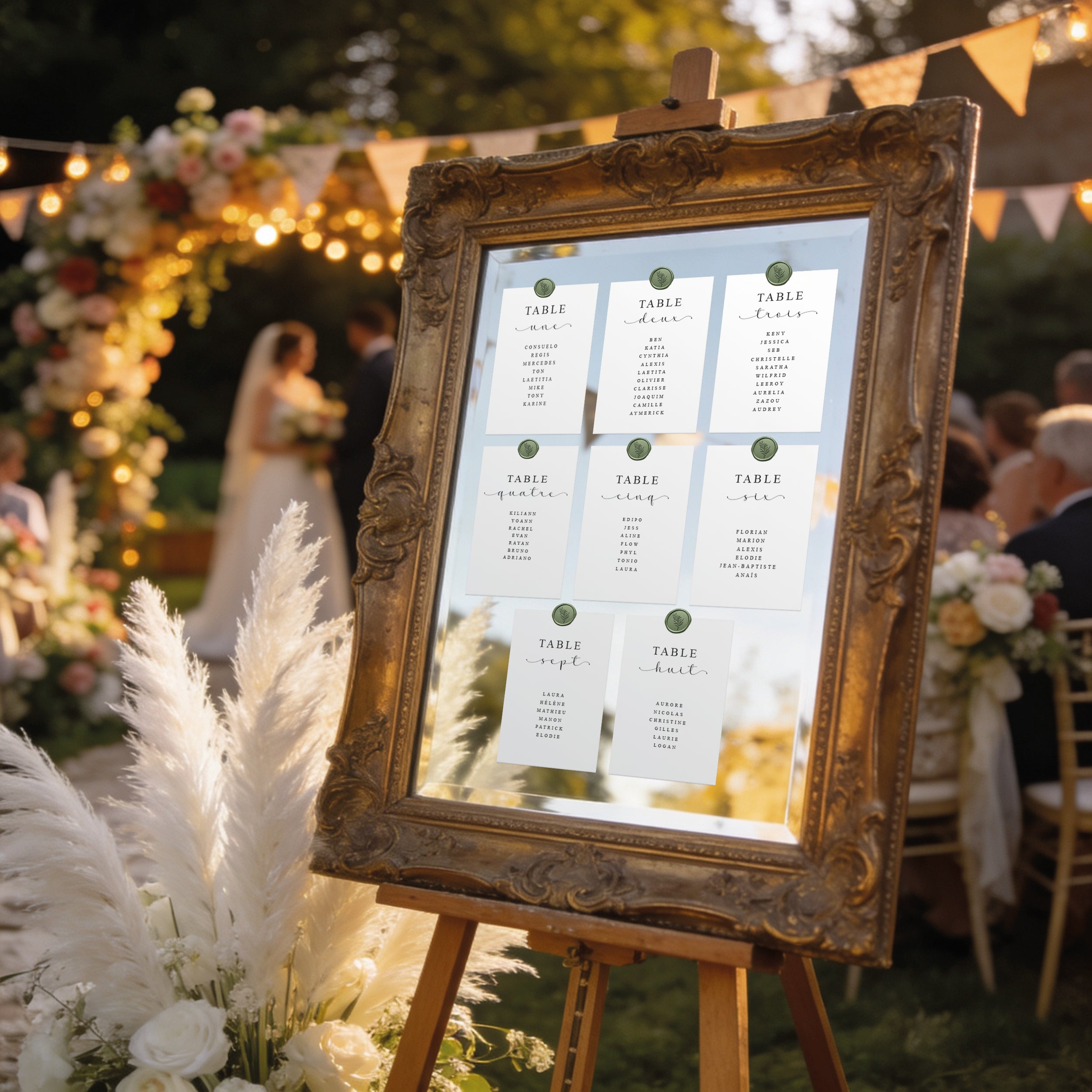 Cartes plan de table mariage personnalisées – Liste d’invités par table