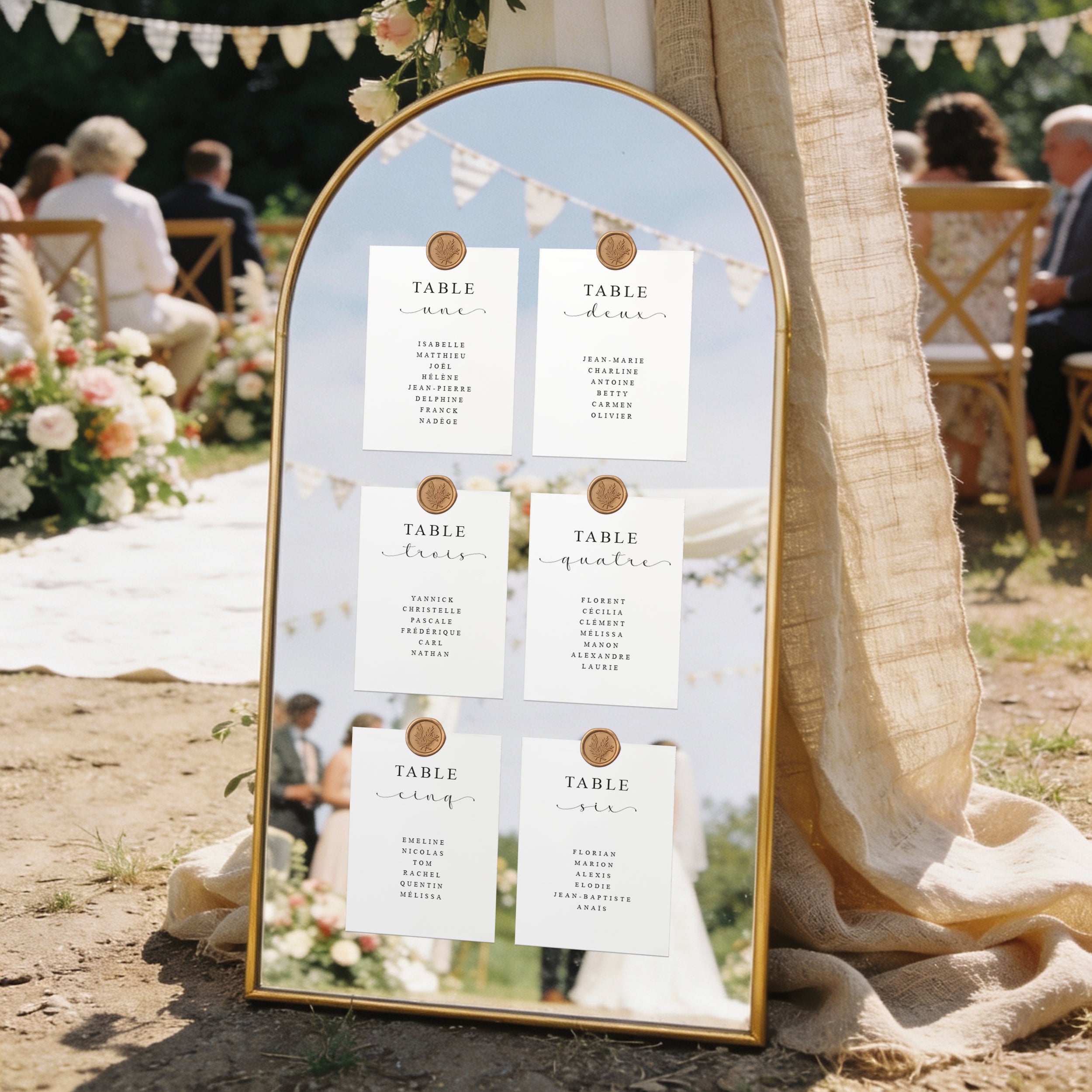 Cartes plan de table mariage personnalisées – Liste d’invités par table