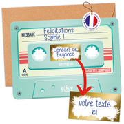 Carte à Gratter Cadeau | Surprise Personnalisable Cassette audio rétro - Menthe