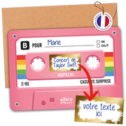 Carte à Gratter Cadeau | Surprise Personnalisable Cassette audio rétro - Rose