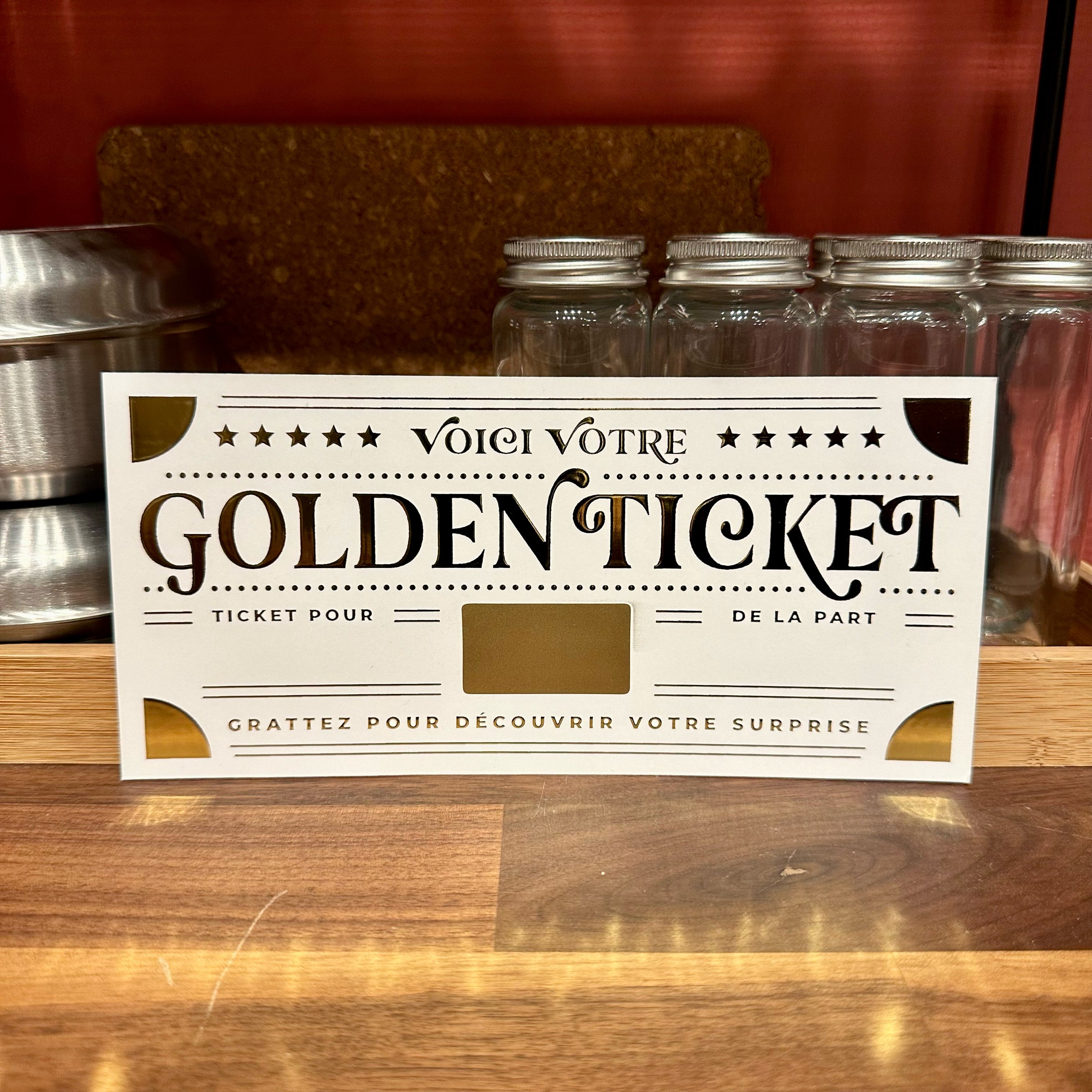 Golden Ticket à Gratter | Carte Cadeau Surprise Personnalisable - Blanc
