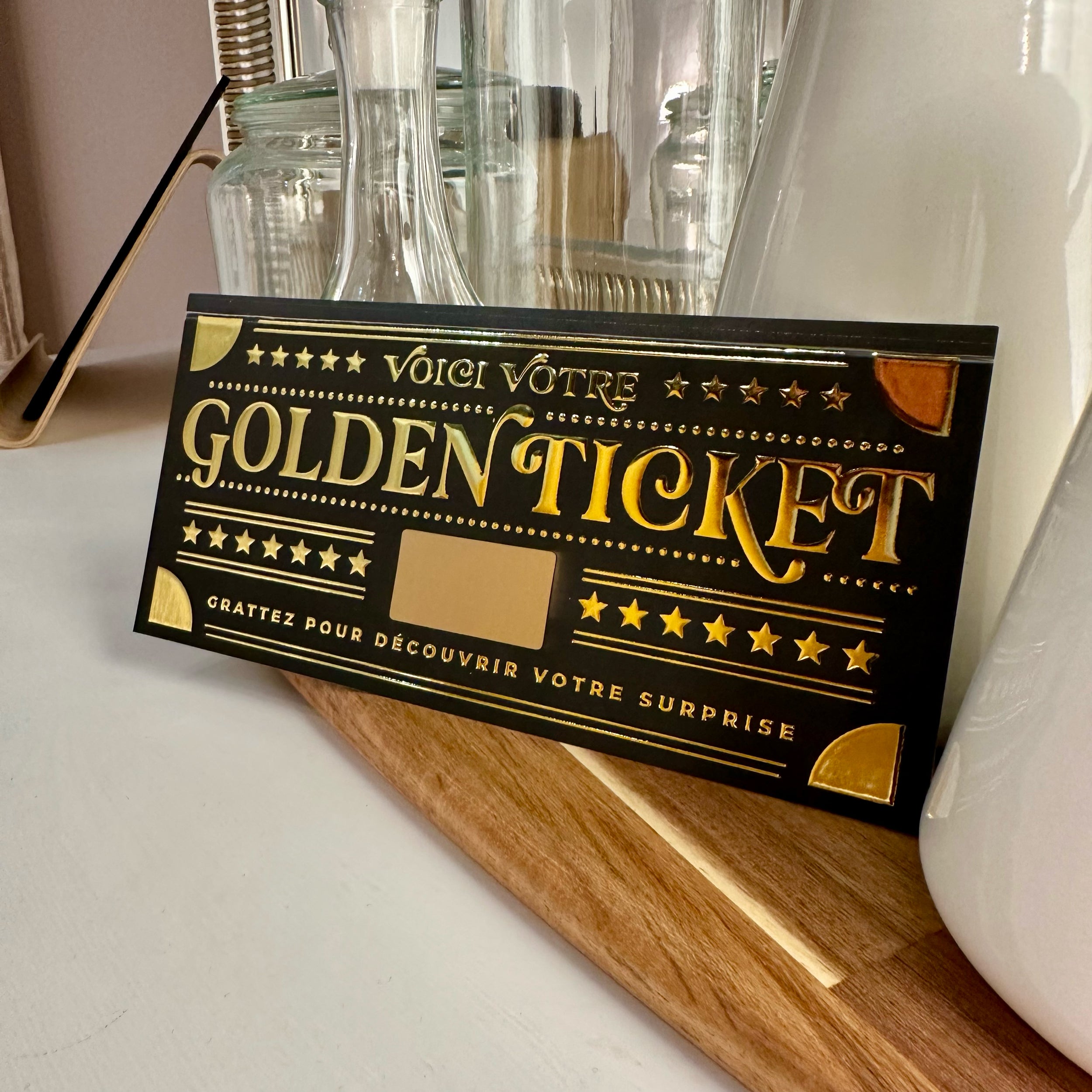 Golden Ticket à Gratter | Carte Cadeau Surprise Personnalisable - Noir