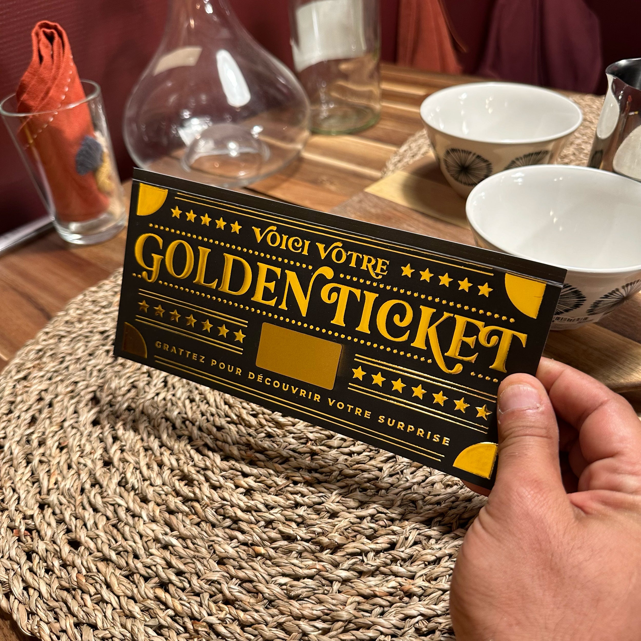 Golden Ticket à Gratter | Carte Cadeau Surprise Personnalisable - Noir