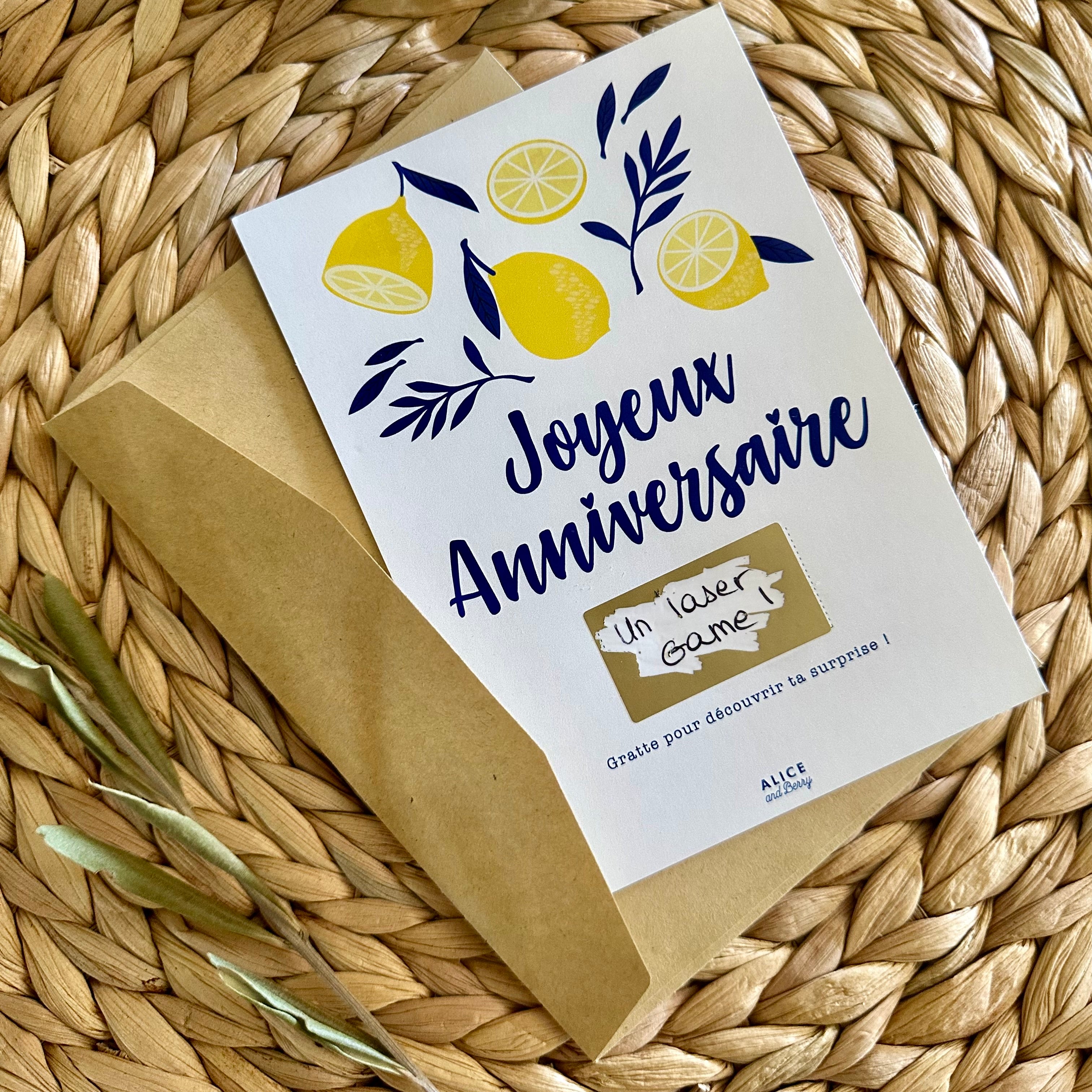Carte à Gratter Cadeau Anniversaire | Surprise Personnalisable Citron