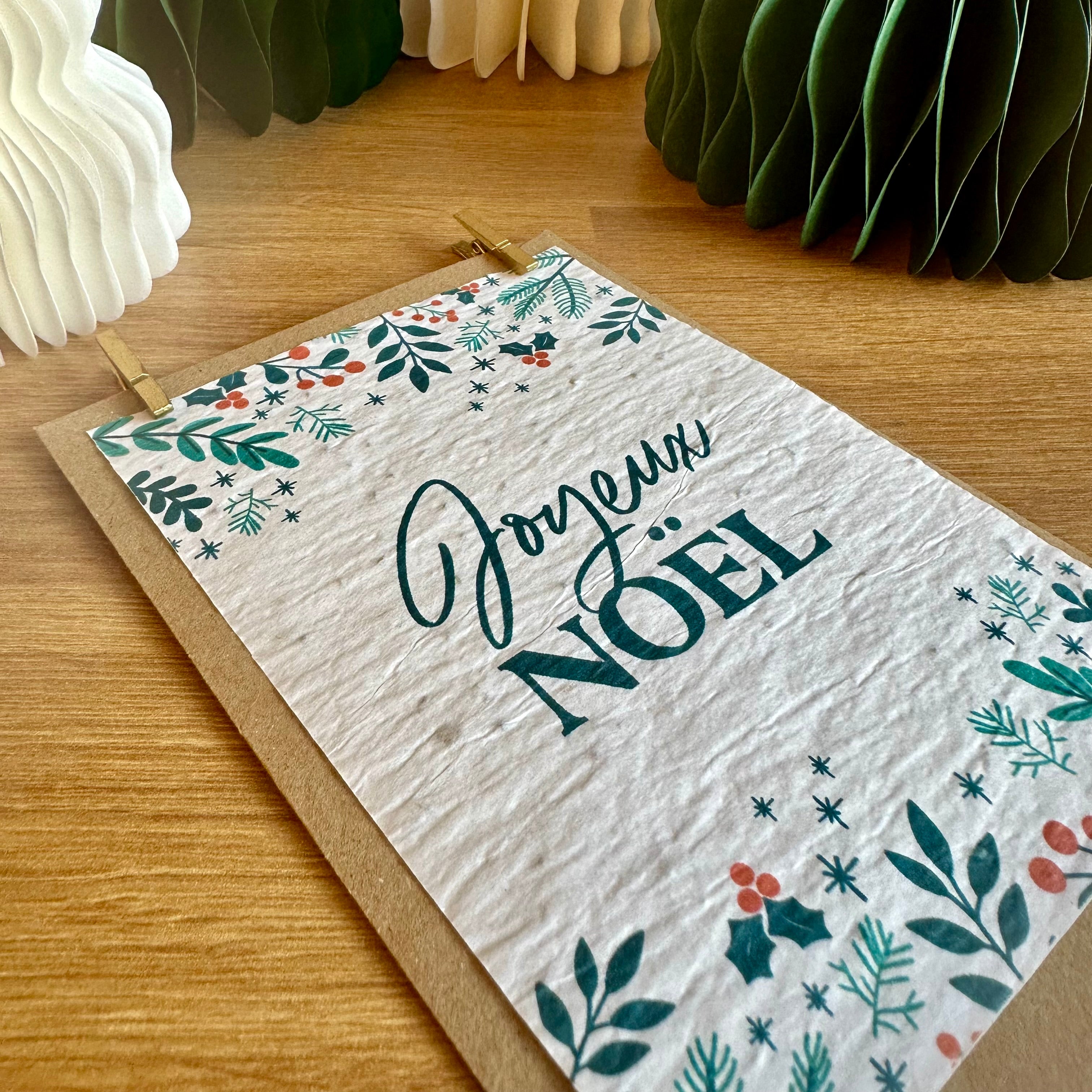 Carte Noël à planter fleurs sauvages pousse au printemps