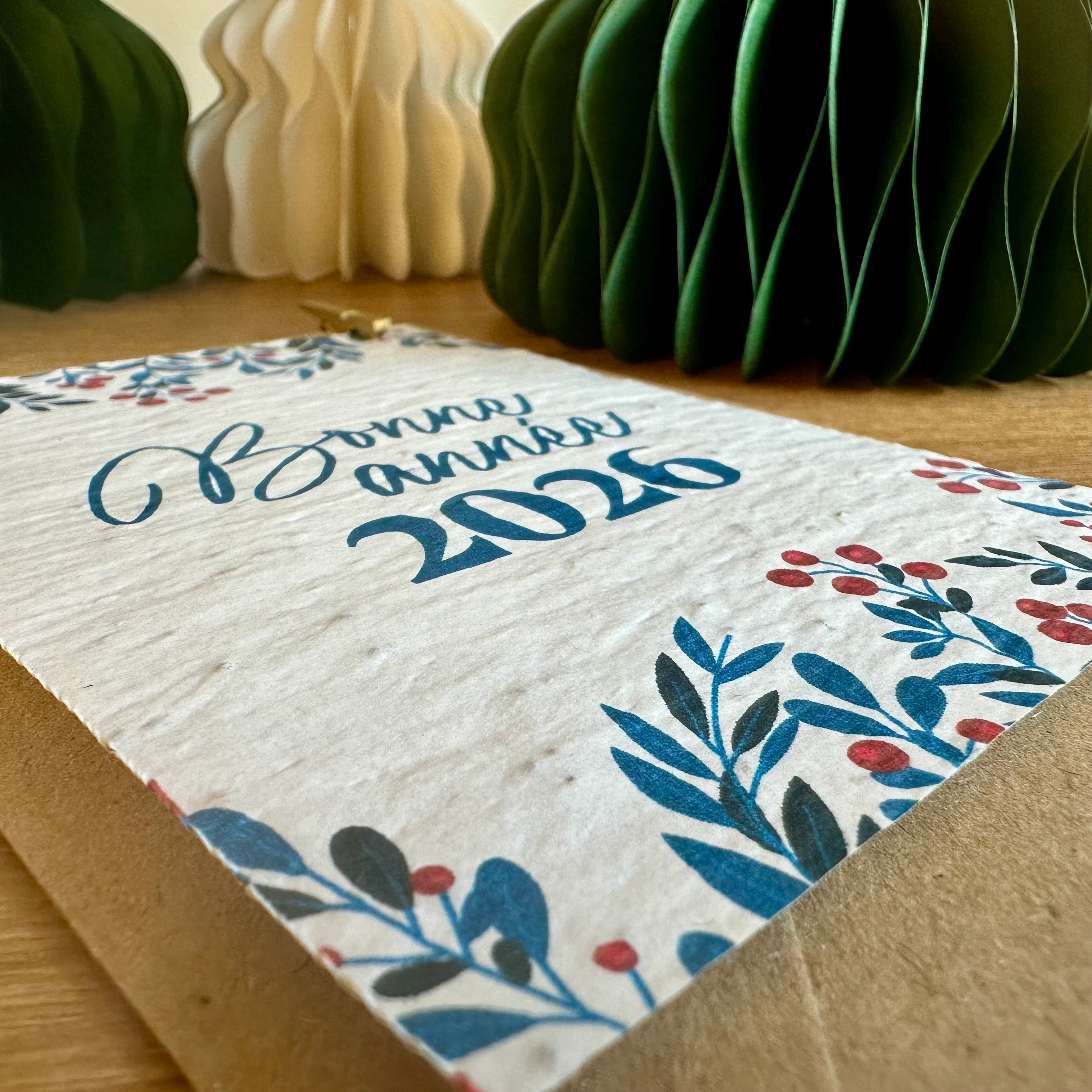 Carte bonne année à planter avec notice de plantation incluse