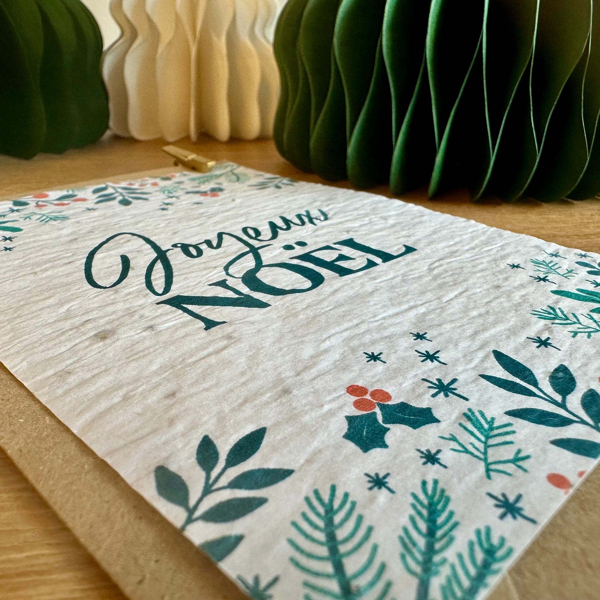 Texture papier ensemencé Noël graines visibles cadeau écologique