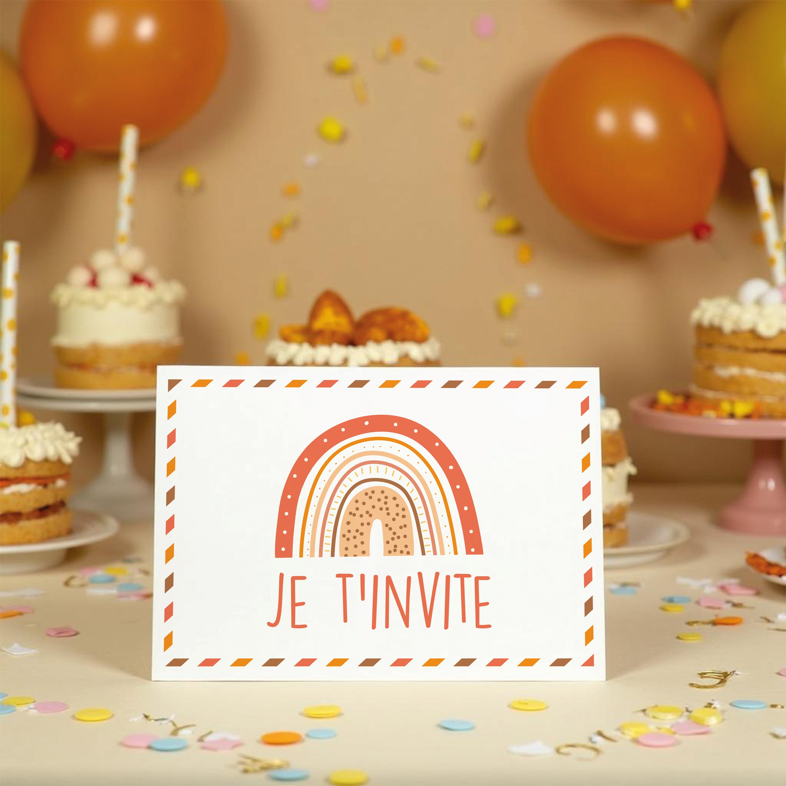 Invitations anniversaire enfant Arc-en-ciel