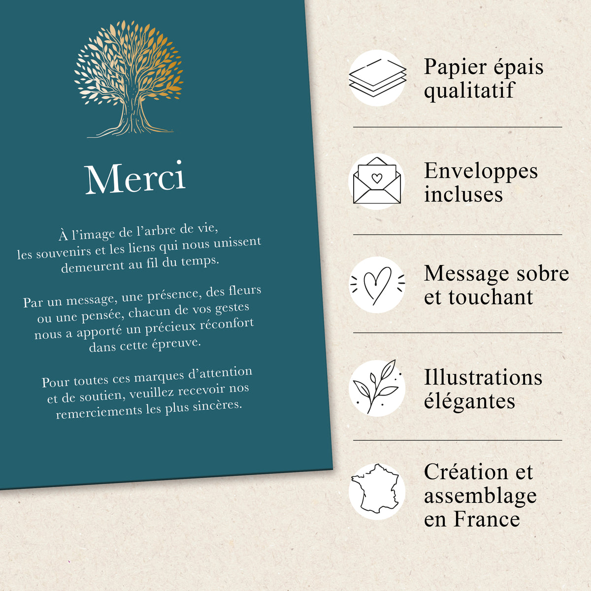 Cartes de Remerciement Décès Arbre de Vie