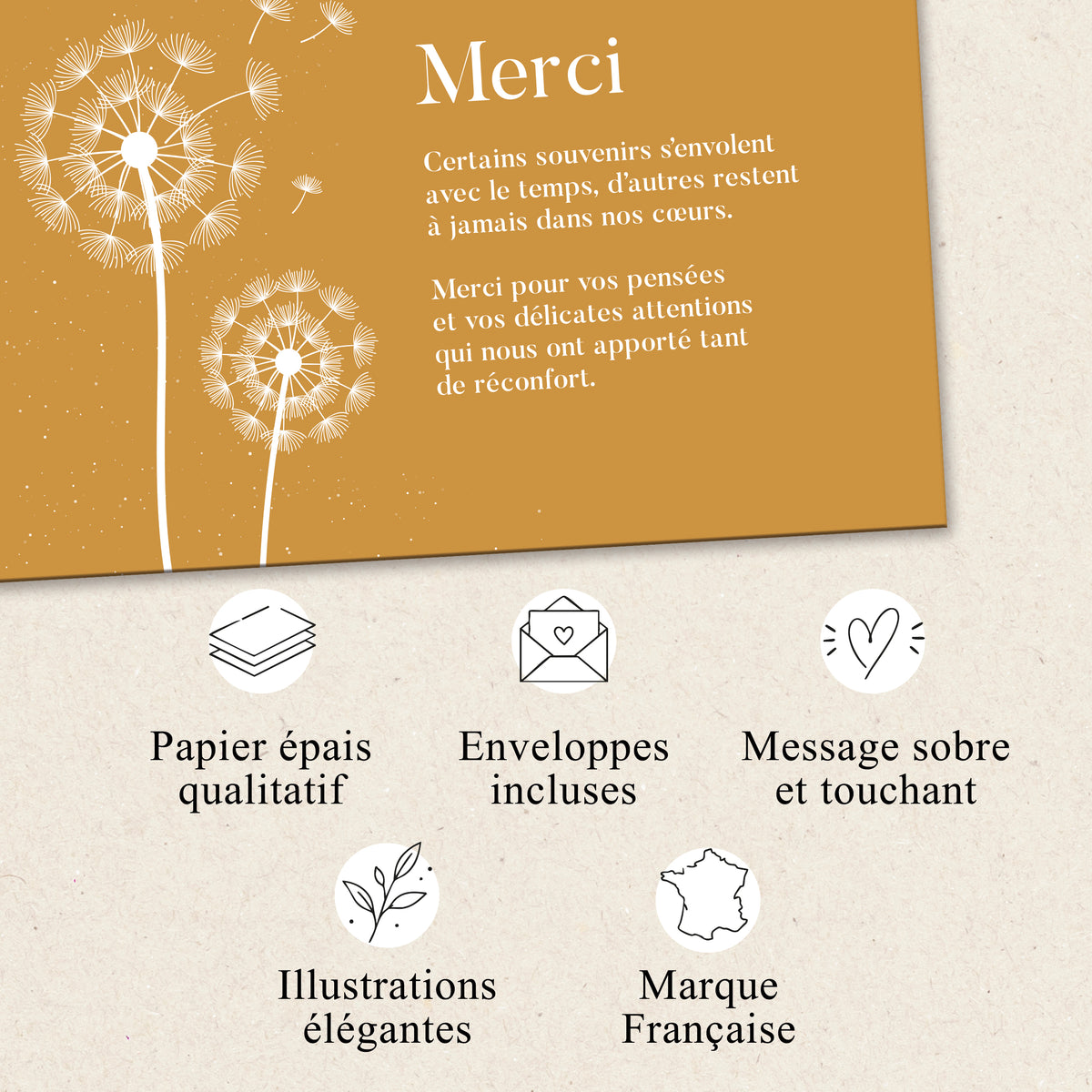 Cartes de Remerciement Décès Pissenlit
