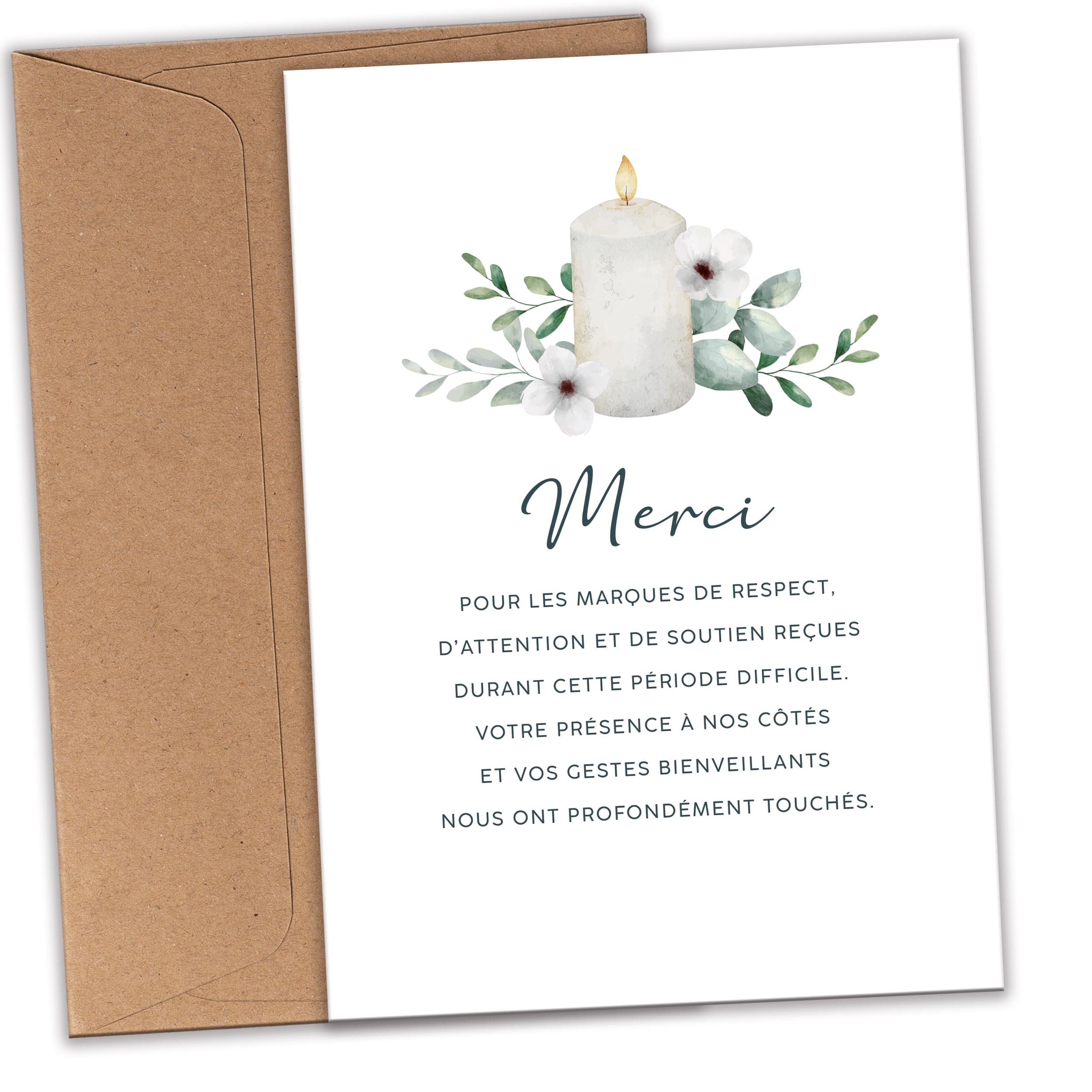 10 Cartes de Remerciement Deuil Bougie