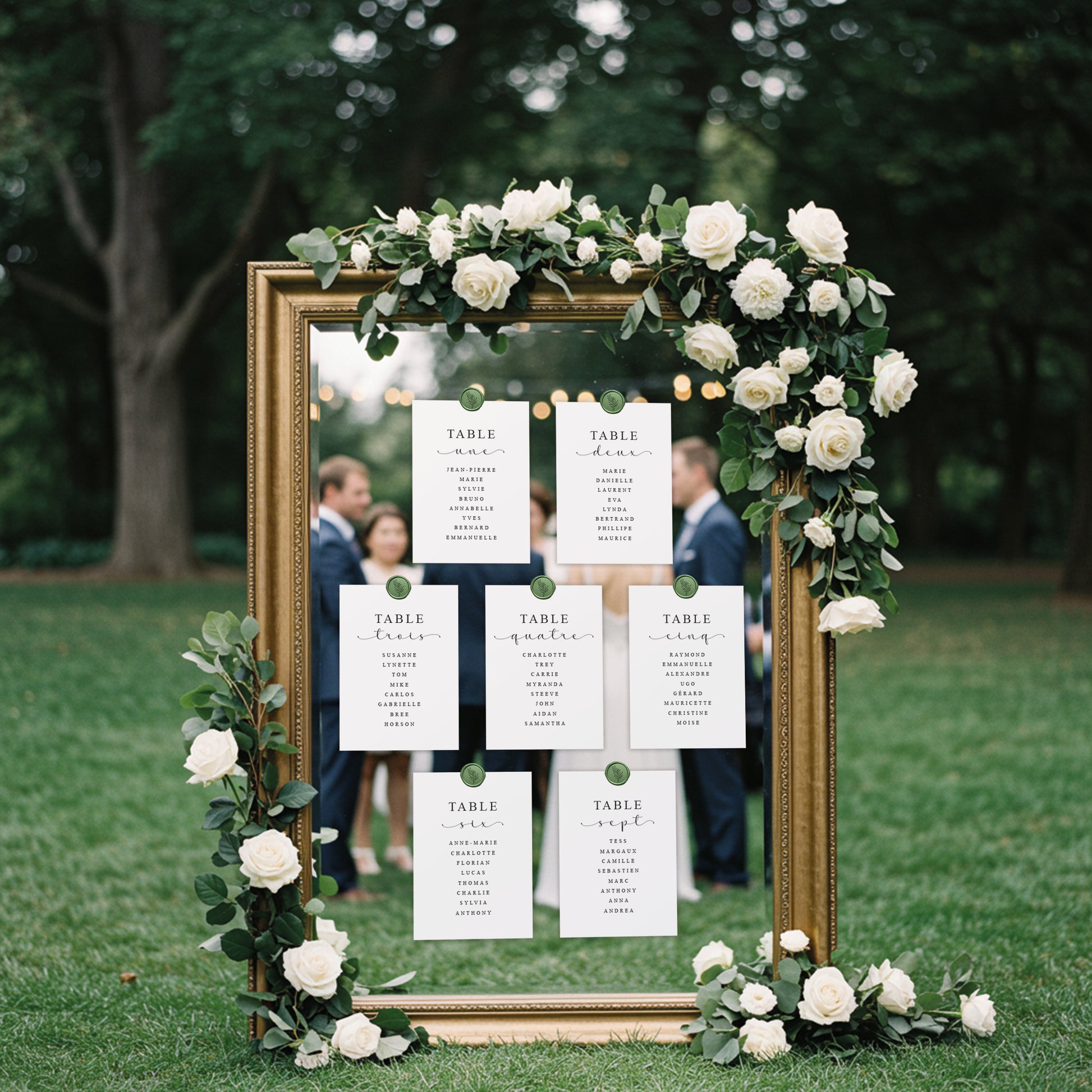 Cartes plan de table mariage personnalisées avec liste invités
