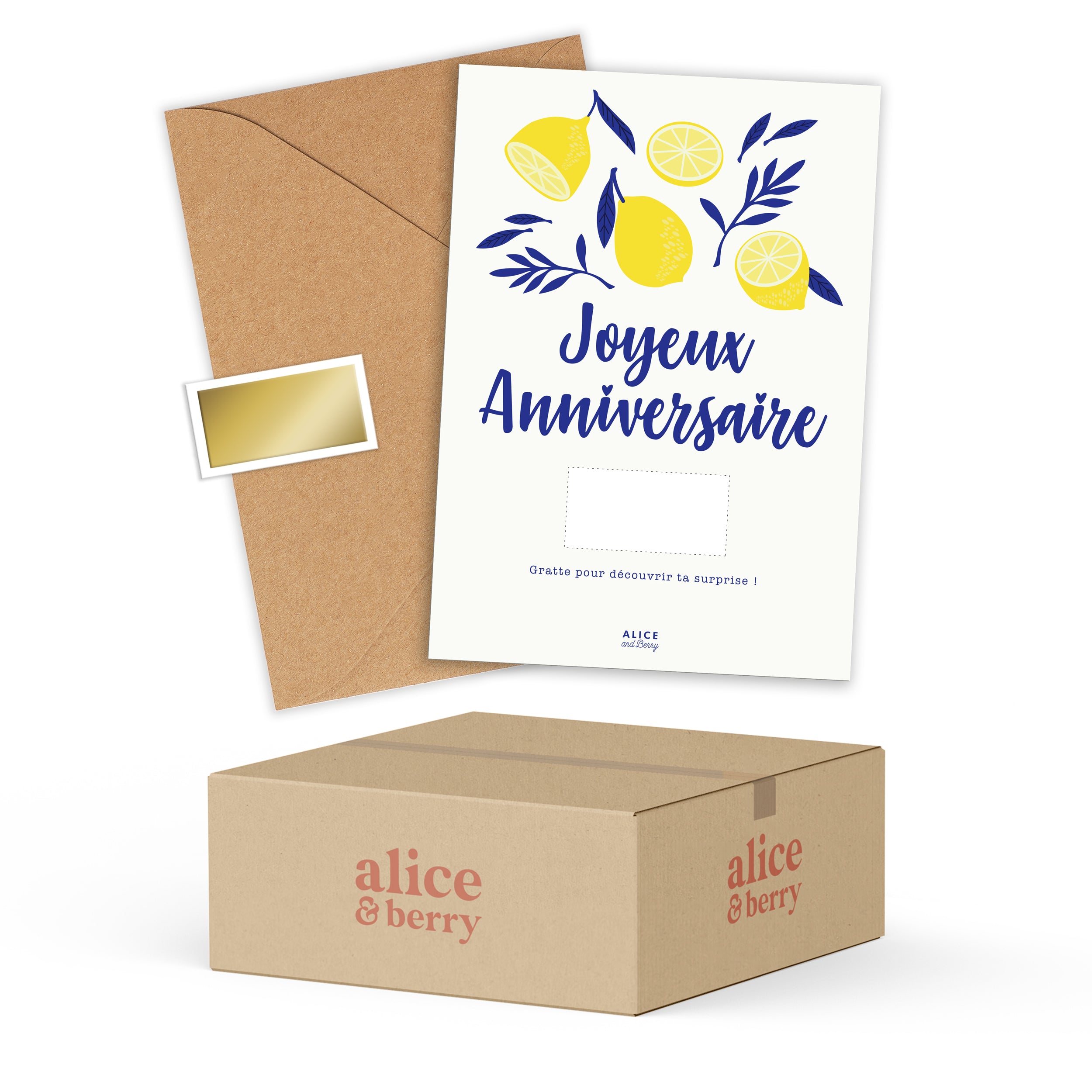 Carte Joyeux Anniversaire Citrons à gratter (B2B)