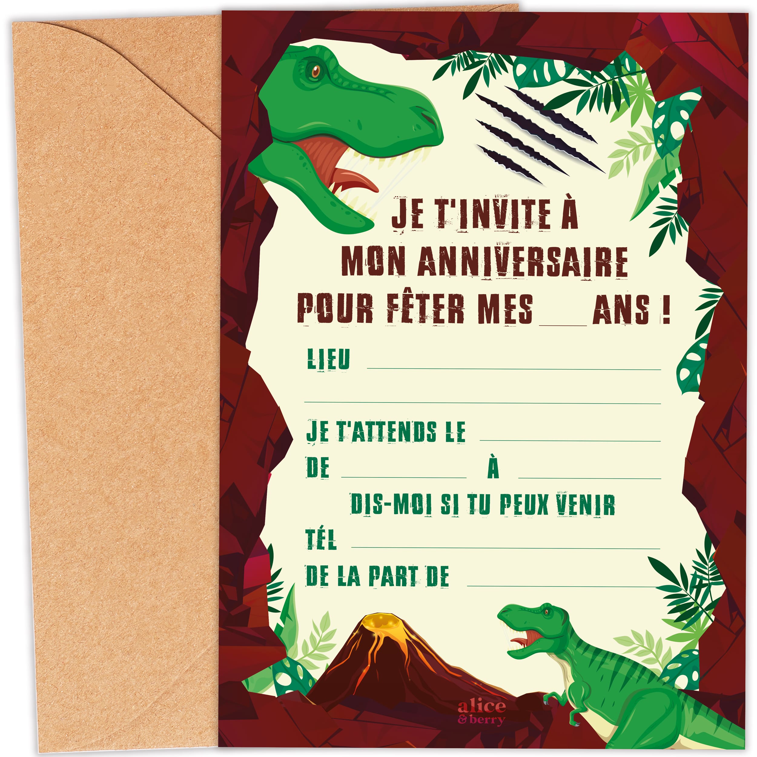 Invitations anniversaire enfant Dinosaure