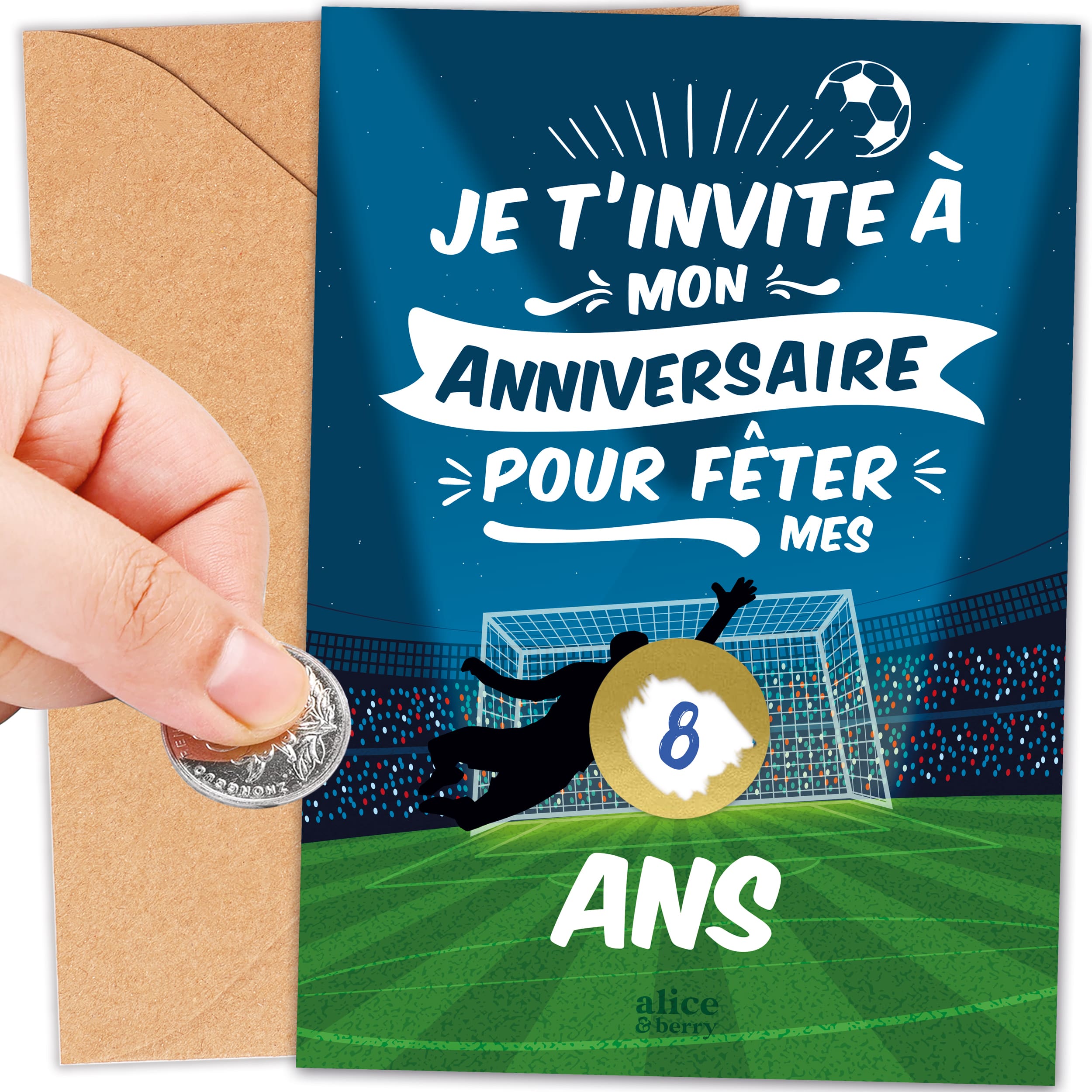 Invitations anniversaire enfant foot à gratter