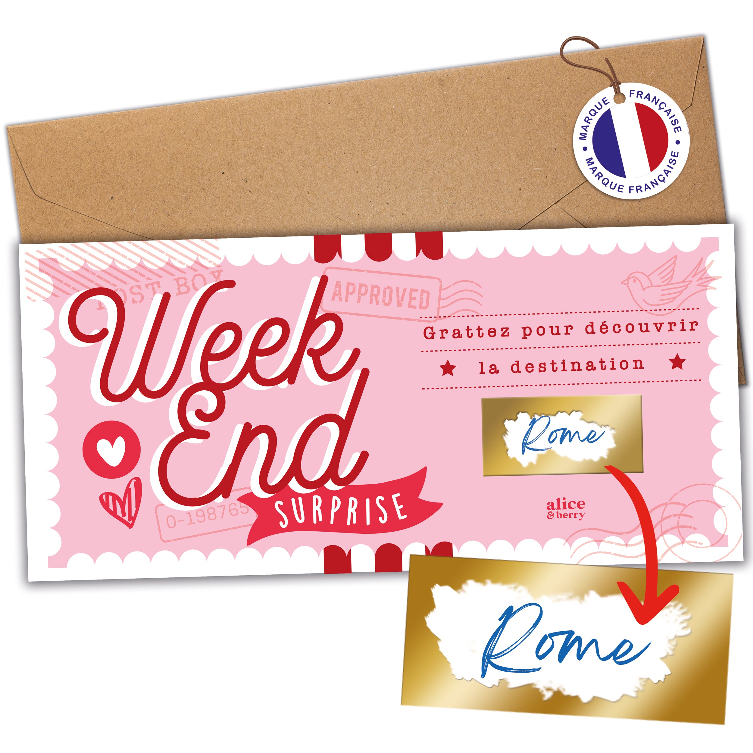 Carte à Gratter Weekend Surprise | Voyage Personnalisable - Rose