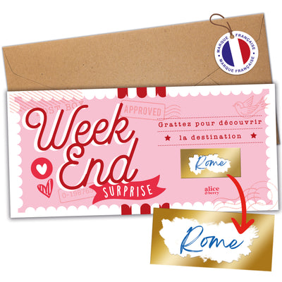 Carte à Gratter Weekend Surprise | Voyage Personnalisable - Rose