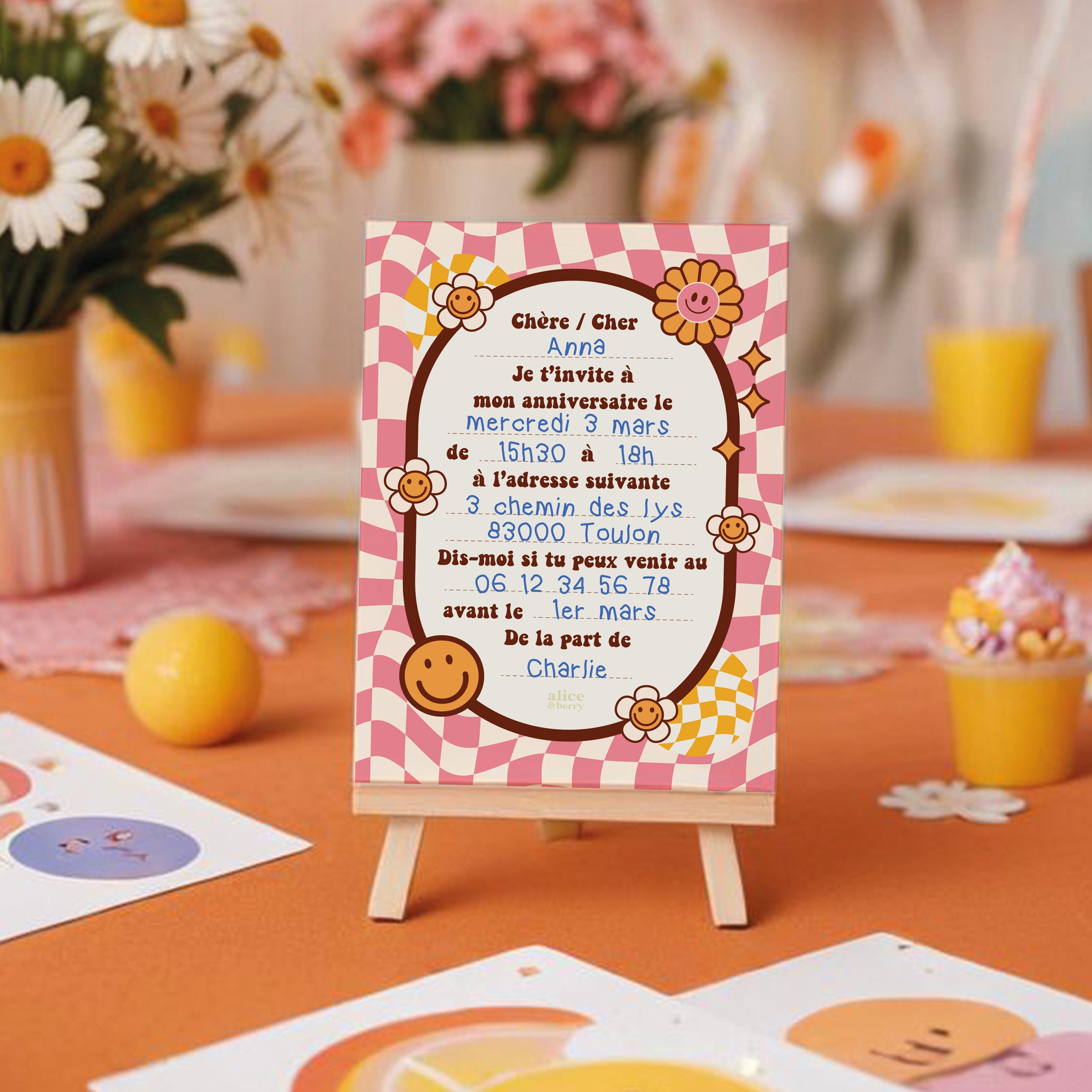 Invitation anniversaire enfant Groovy 70'
