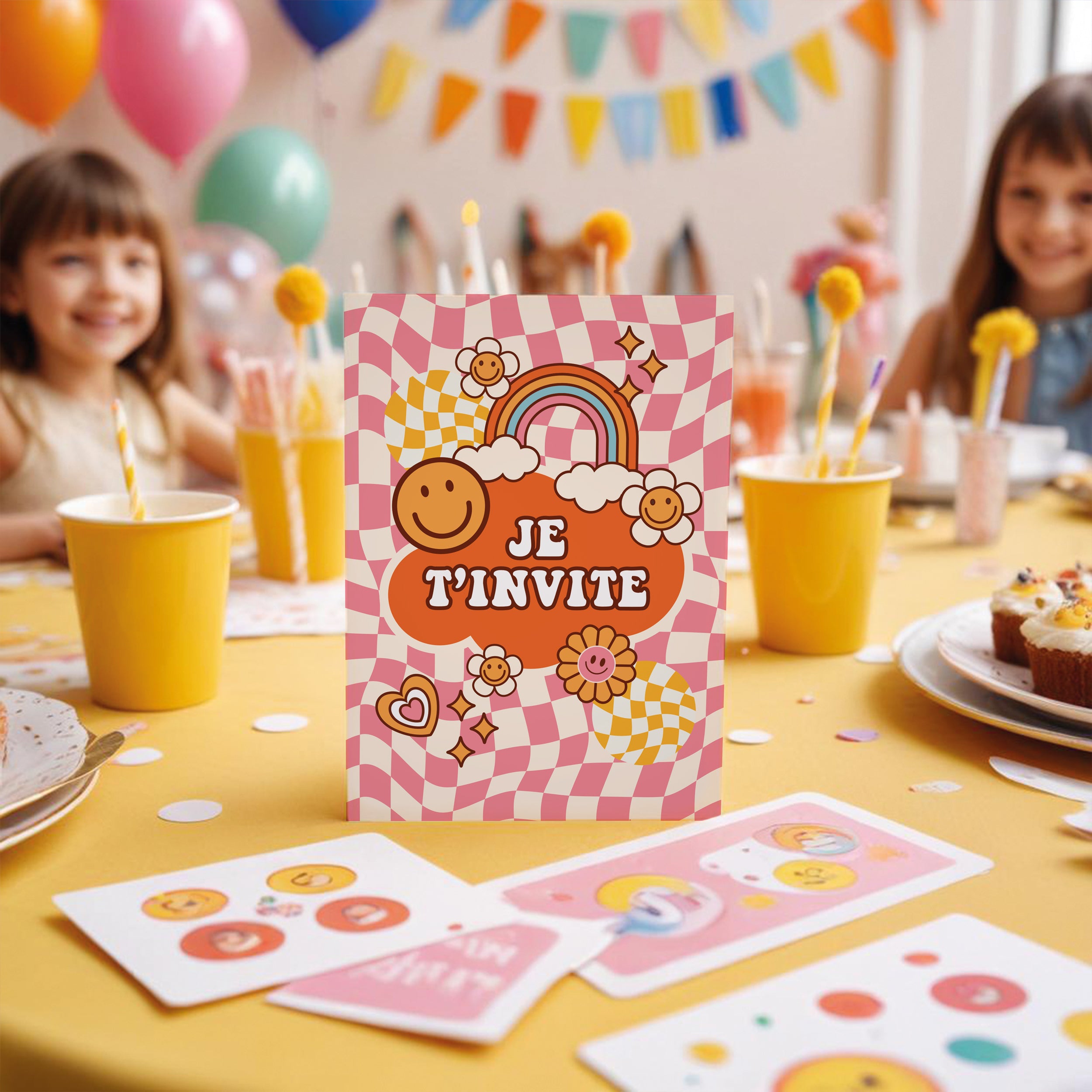 Invitation anniversaire enfant Groovy 70'