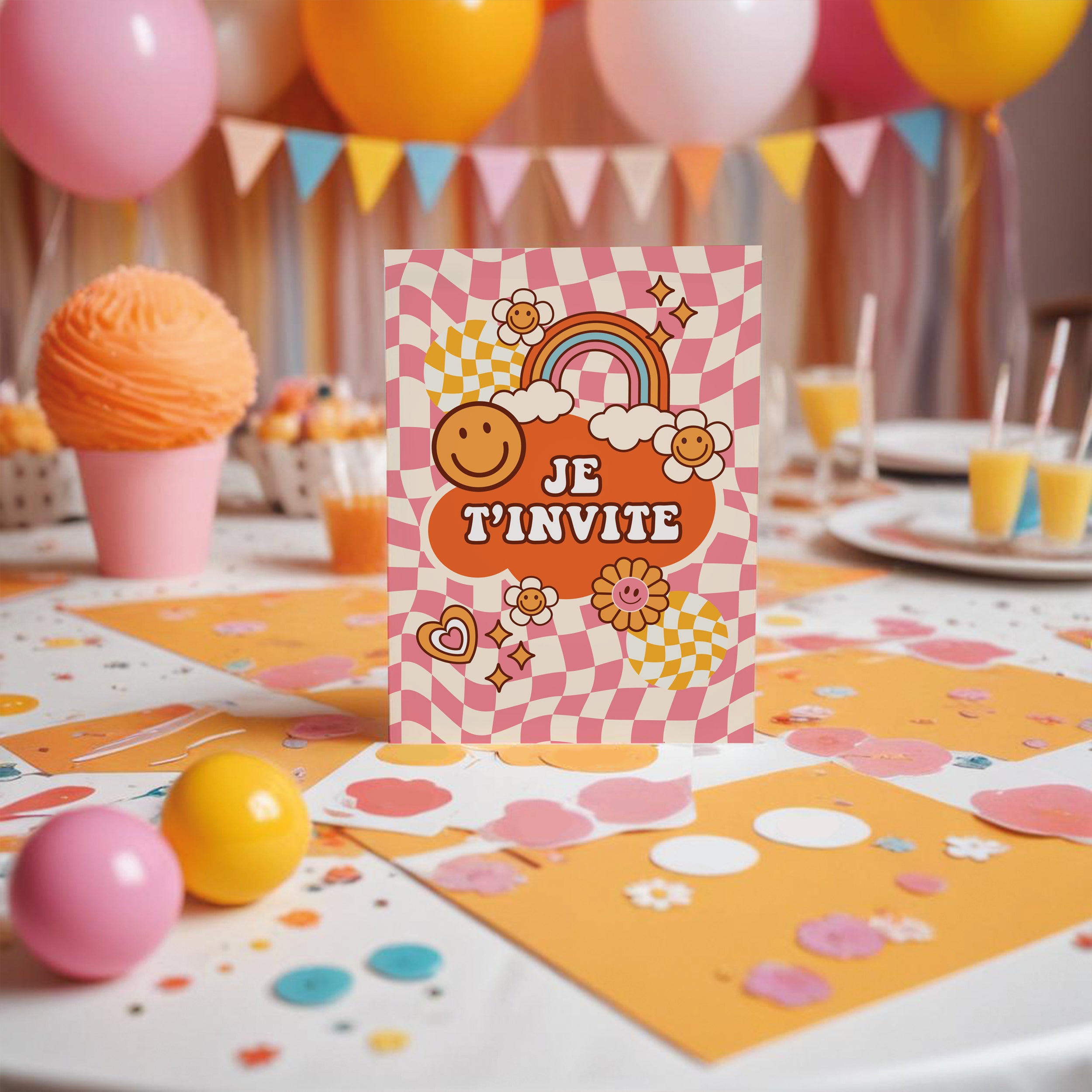 Invitation anniversaire enfant Groovy 70'