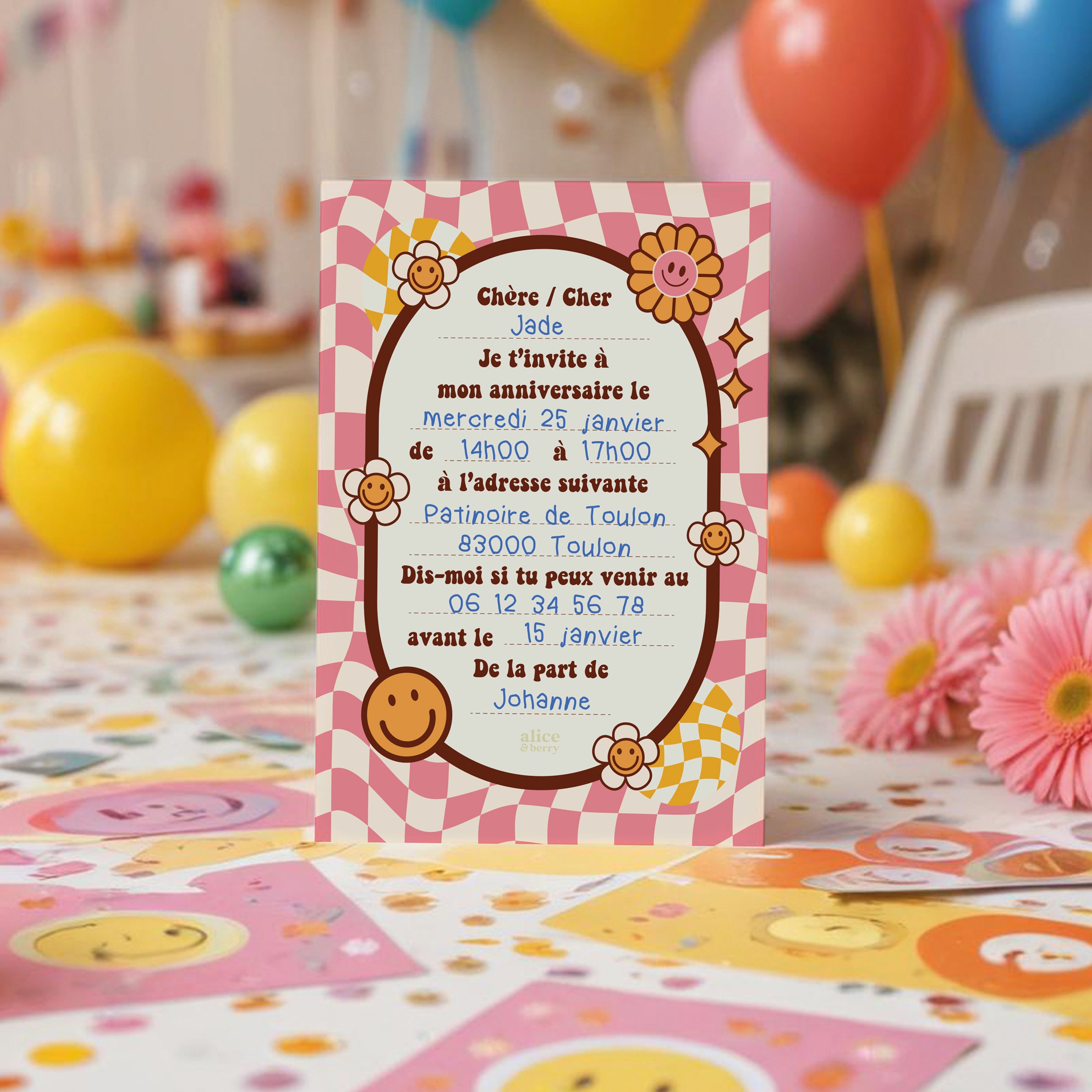 Invitation anniversaire enfant Groovy 70'