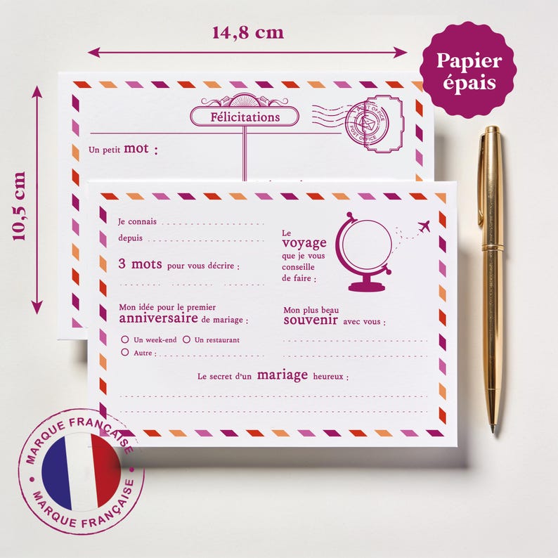 Cartes livre d'or mariage inclusif - format A6