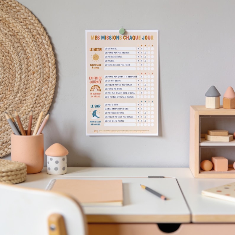 Tableau des missions enfant - format A4