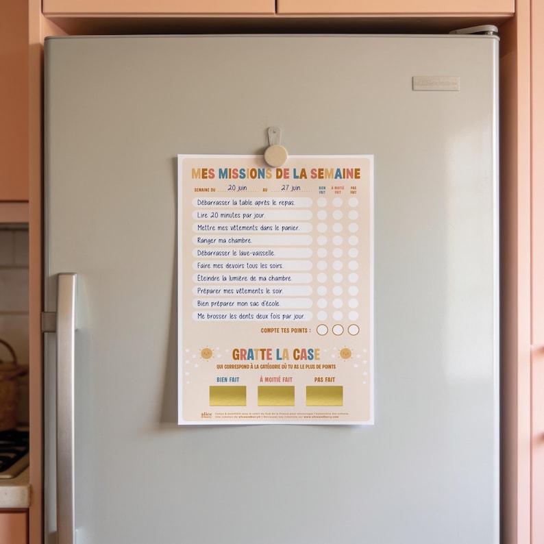 Tableau missions semaine enfant - format A4
