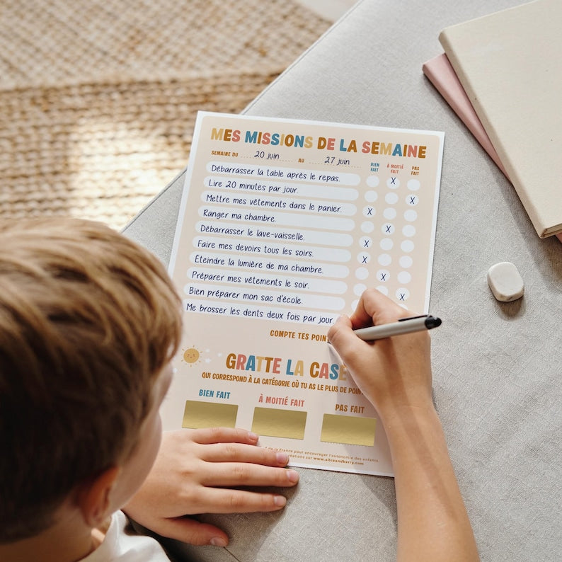 Tableau missions semaine enfant