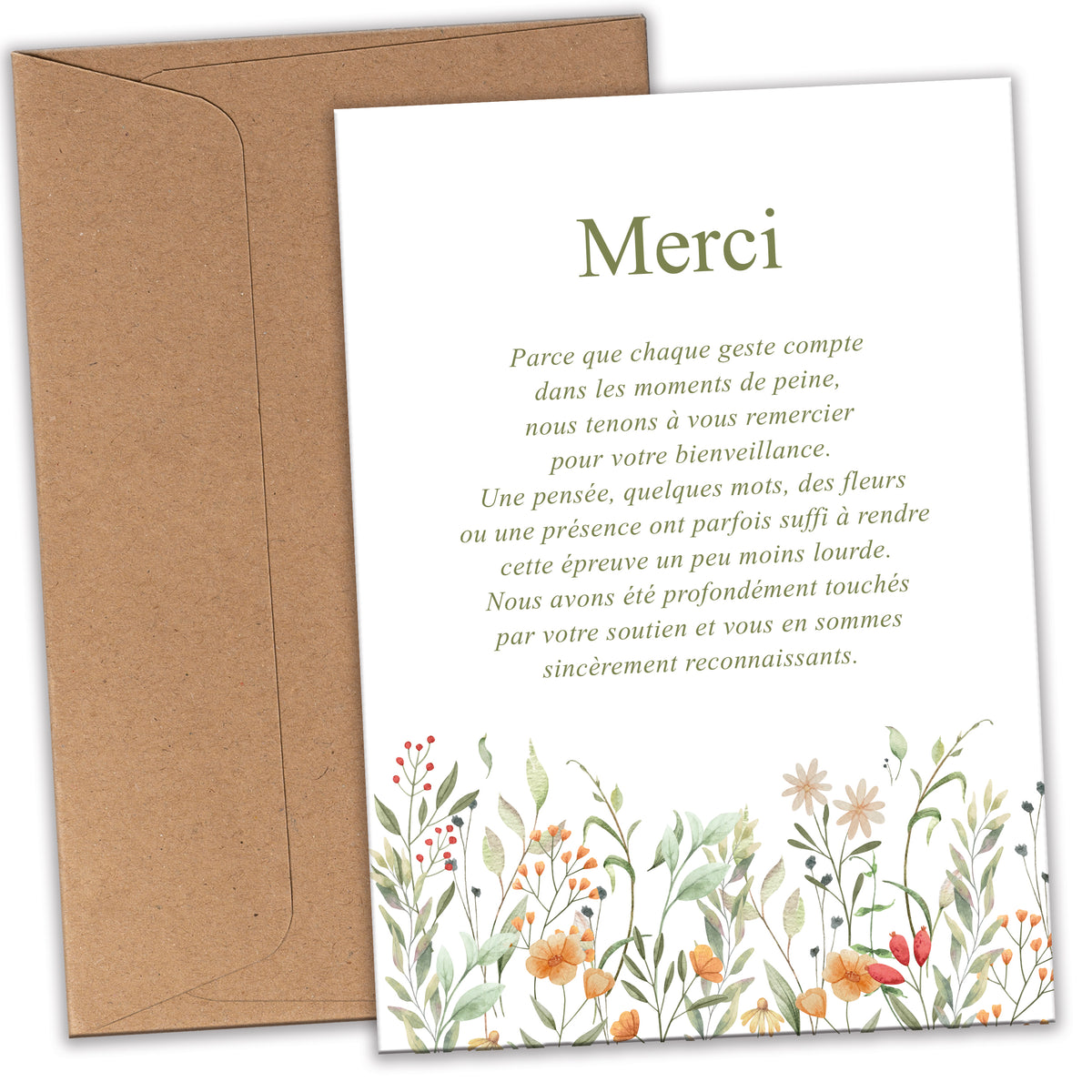Cartes de Remerciement Décès Fleurs Sauvages