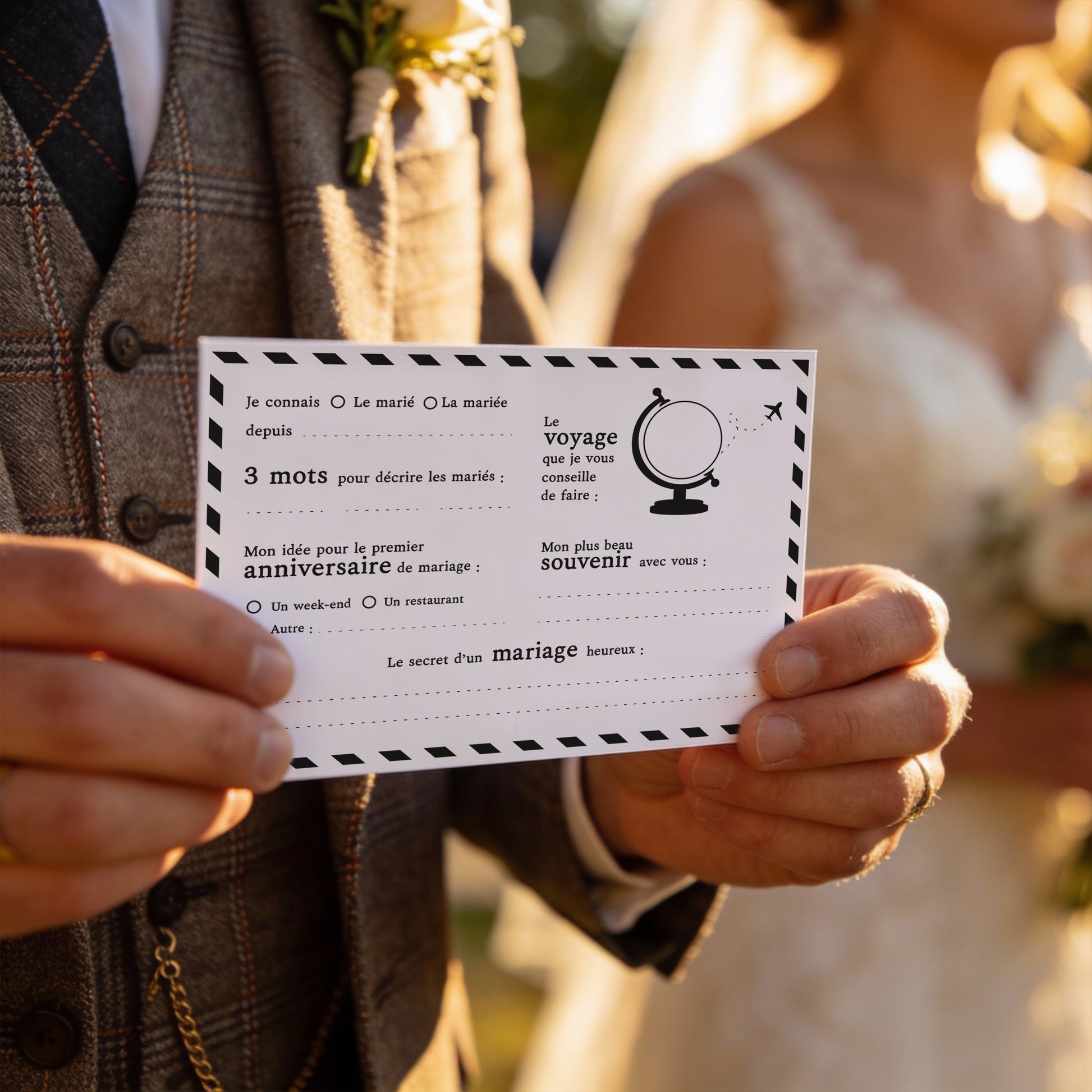Cartes livre d'or mariage dans boite souvenir après la cérémonie