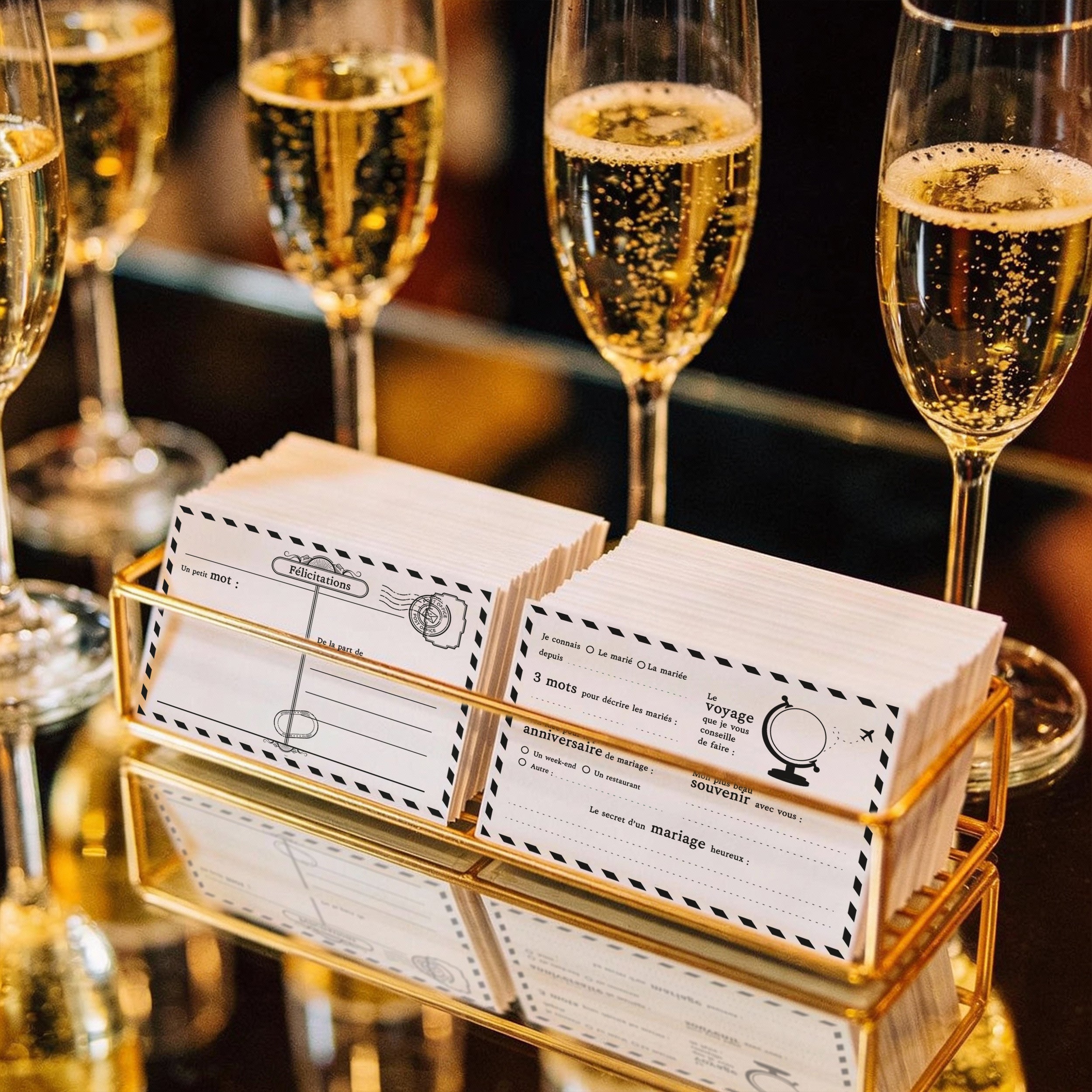 Carte livre d'or mariage recto illustré avec espace message