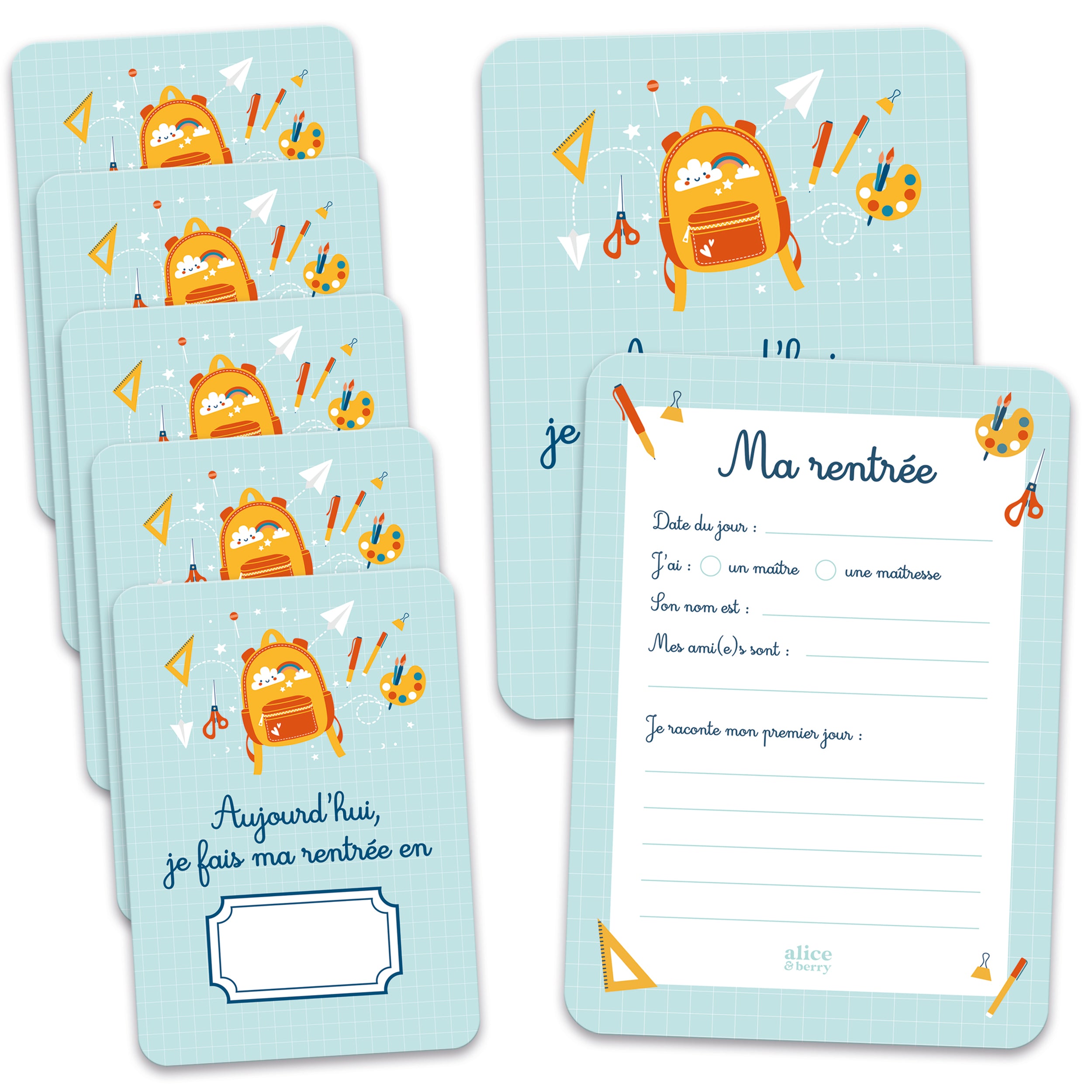 Pack 5 Cartes Souvenir Rentrée Scolaire – Du CP au CM2