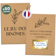 Jeu binômes mariage à gratter – 50 cartes kraft pour photobooth