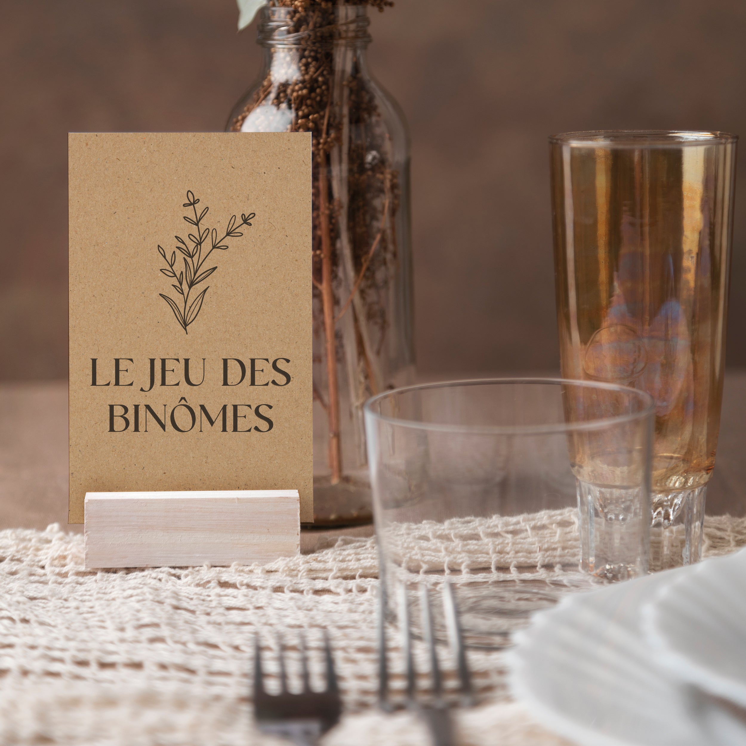 Jeu binômes mariage à gratter – 50 cartes kraft pour photobooth