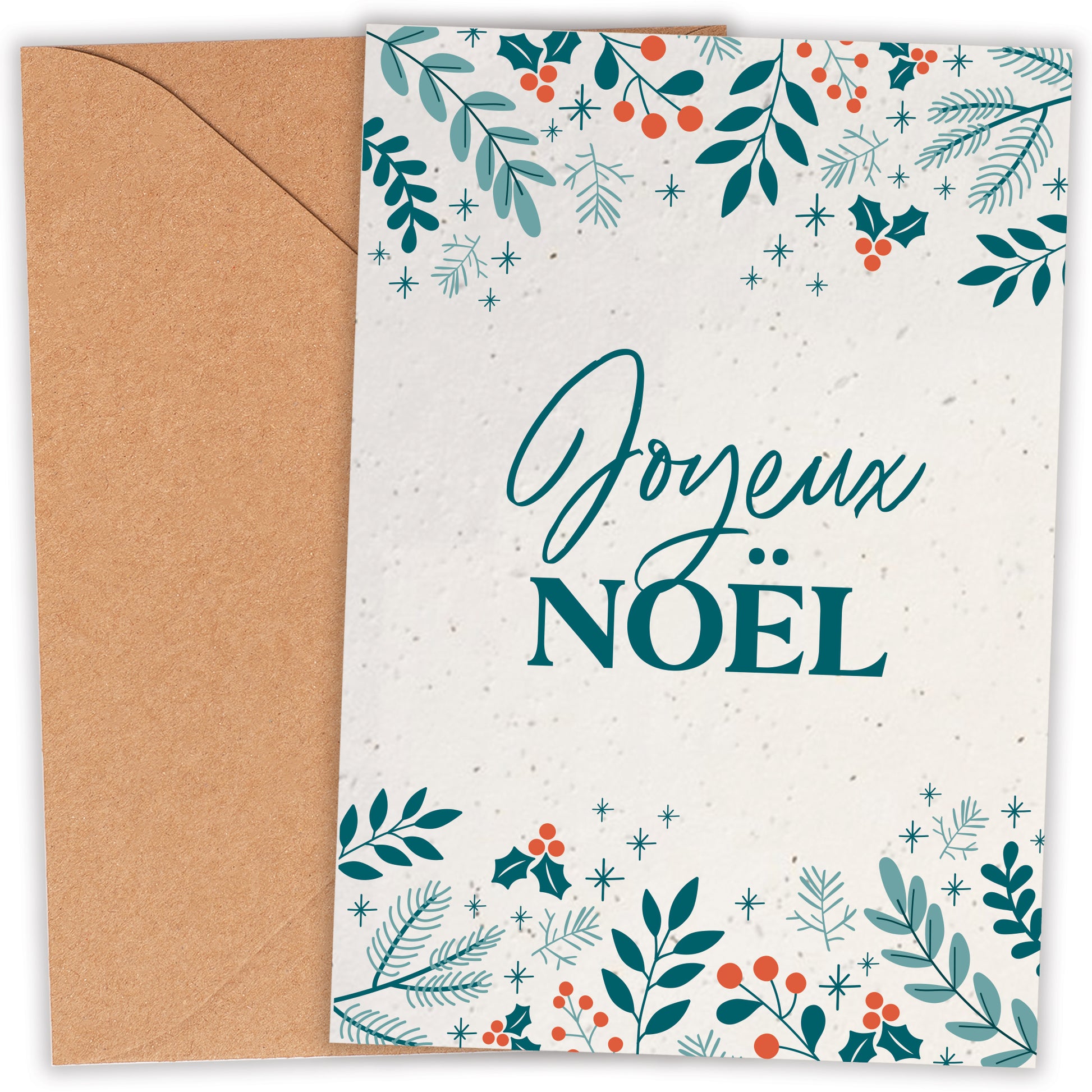 Carte ensemencée Joyeux Noël avec graines de fleurs sauvages artisanale