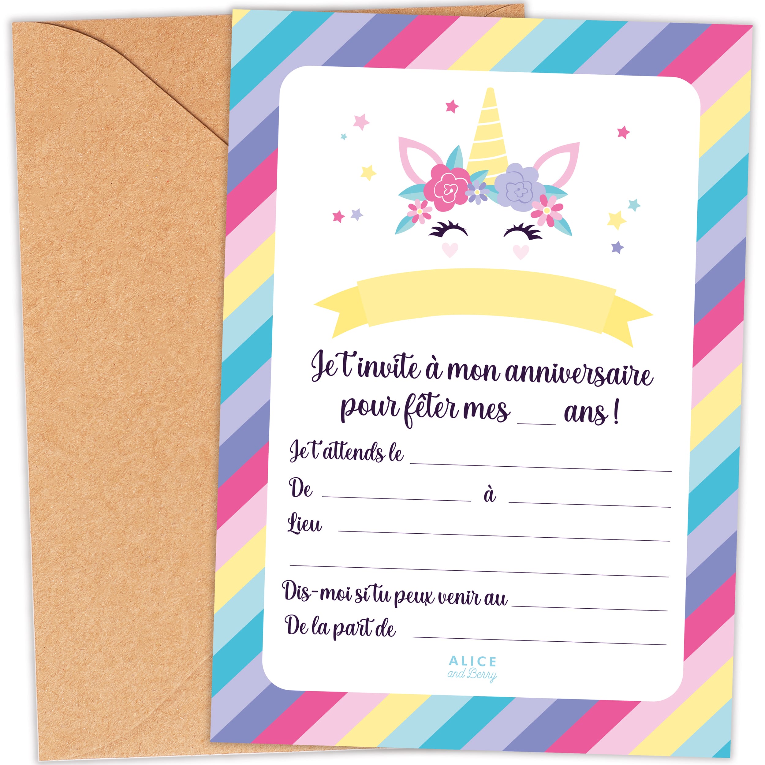 Invitations anniversaire enfant licorne