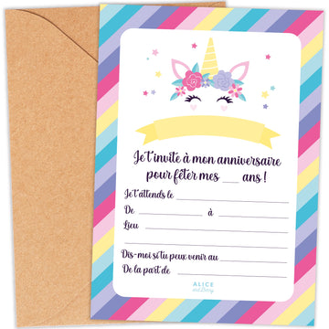 Invitations anniversaire enfant licorne