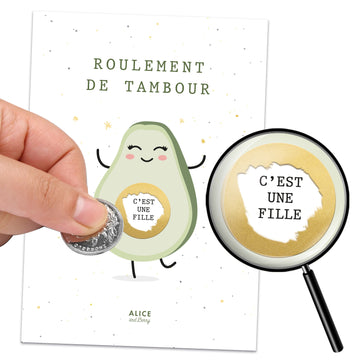 Cartes Gender Reveal à gratter – Annonce sexe bébé fille ou garçon