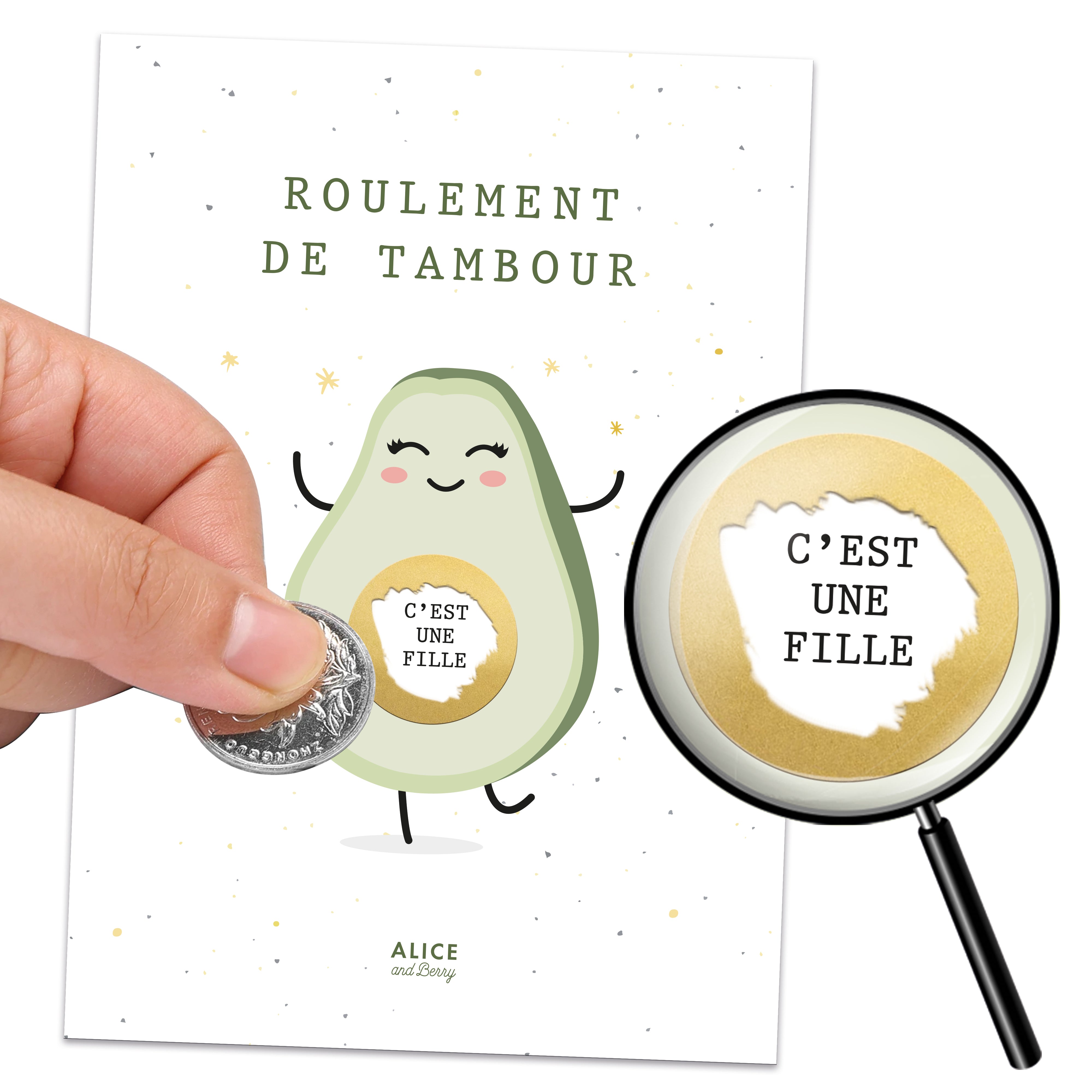 Cartes Gender Reveal à gratter – Annonce sexe bébé fille ou garçon