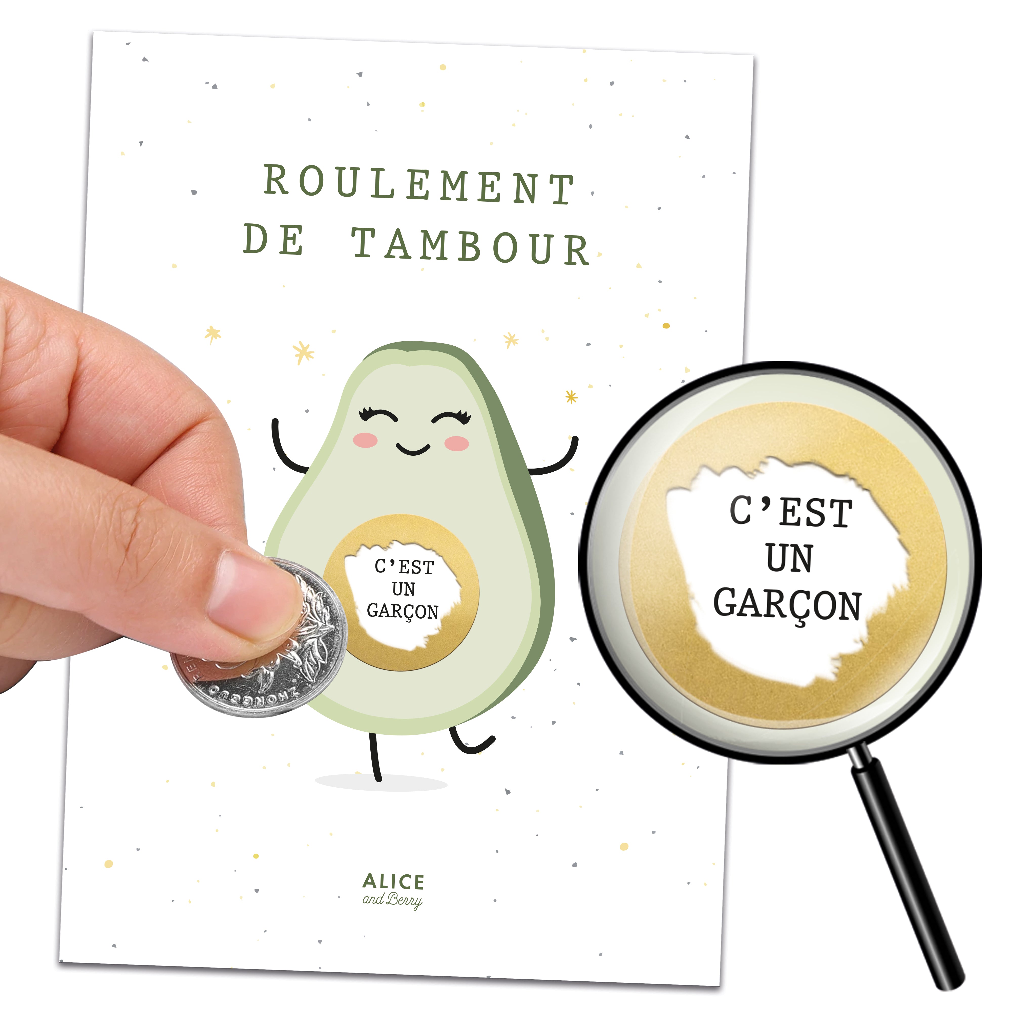 Cartes Gender Reveal à gratter – Annonce sexe bébé fille ou garçon