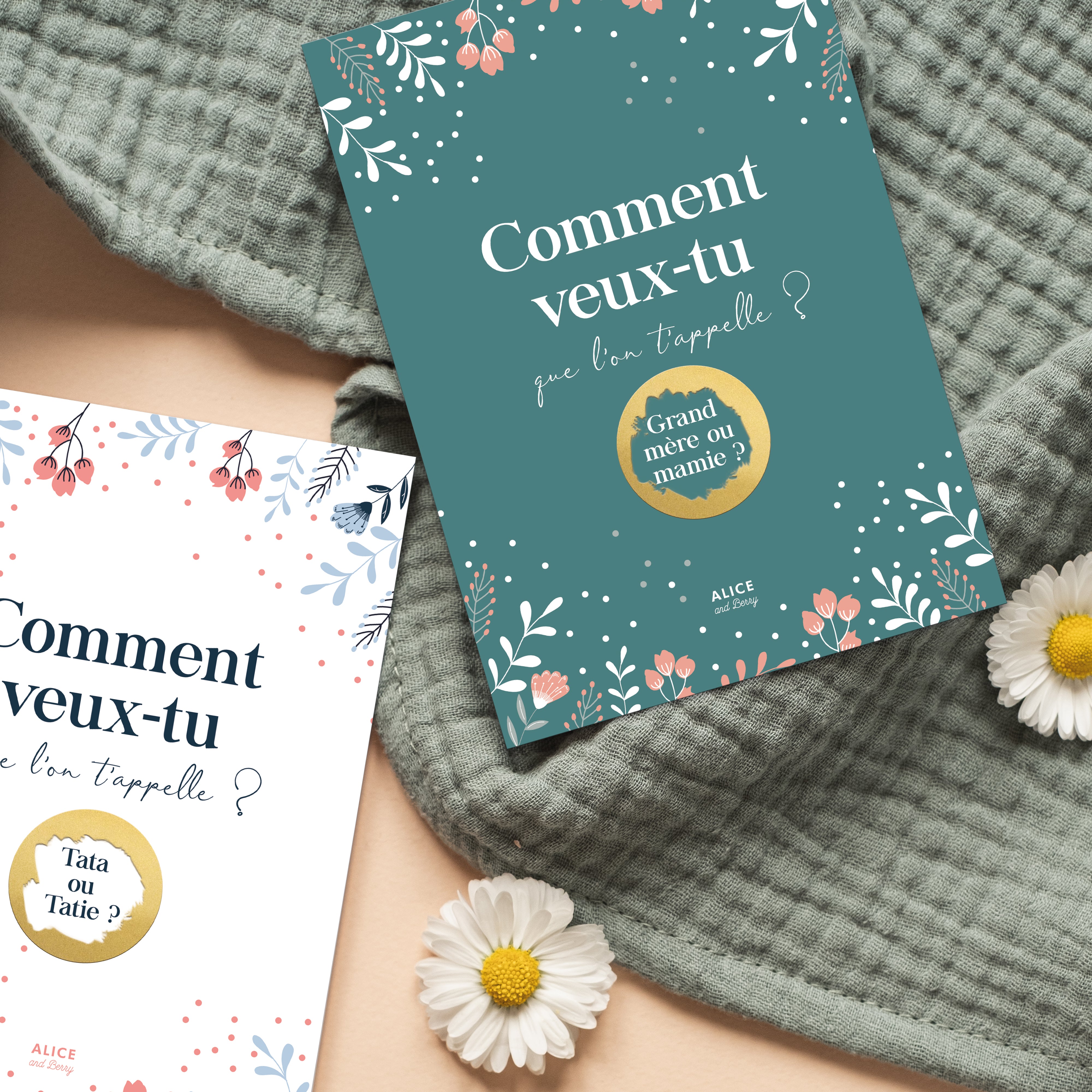 Carte à gratter annonce grossesse Mamie