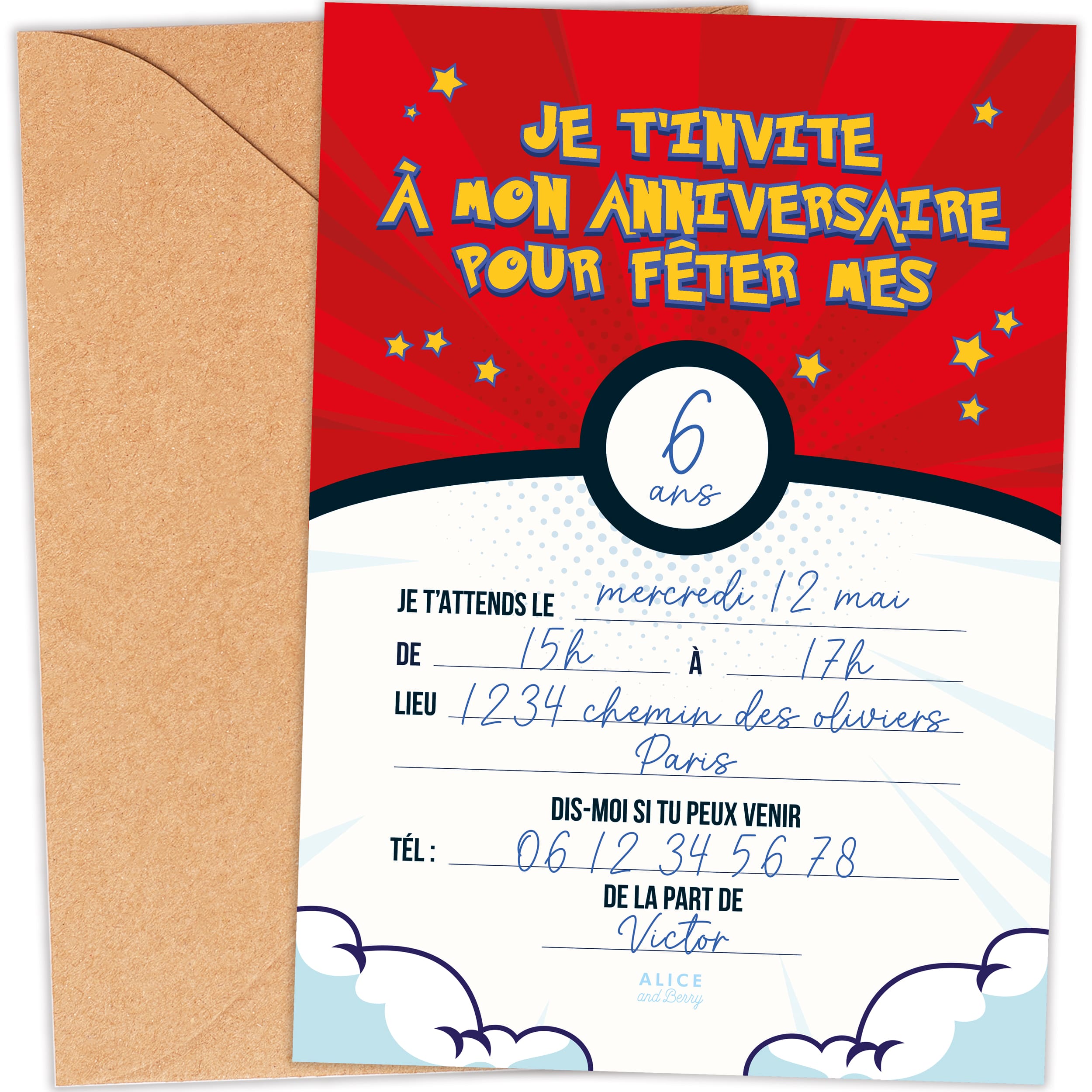 Invitations anniversaire enfant Manga