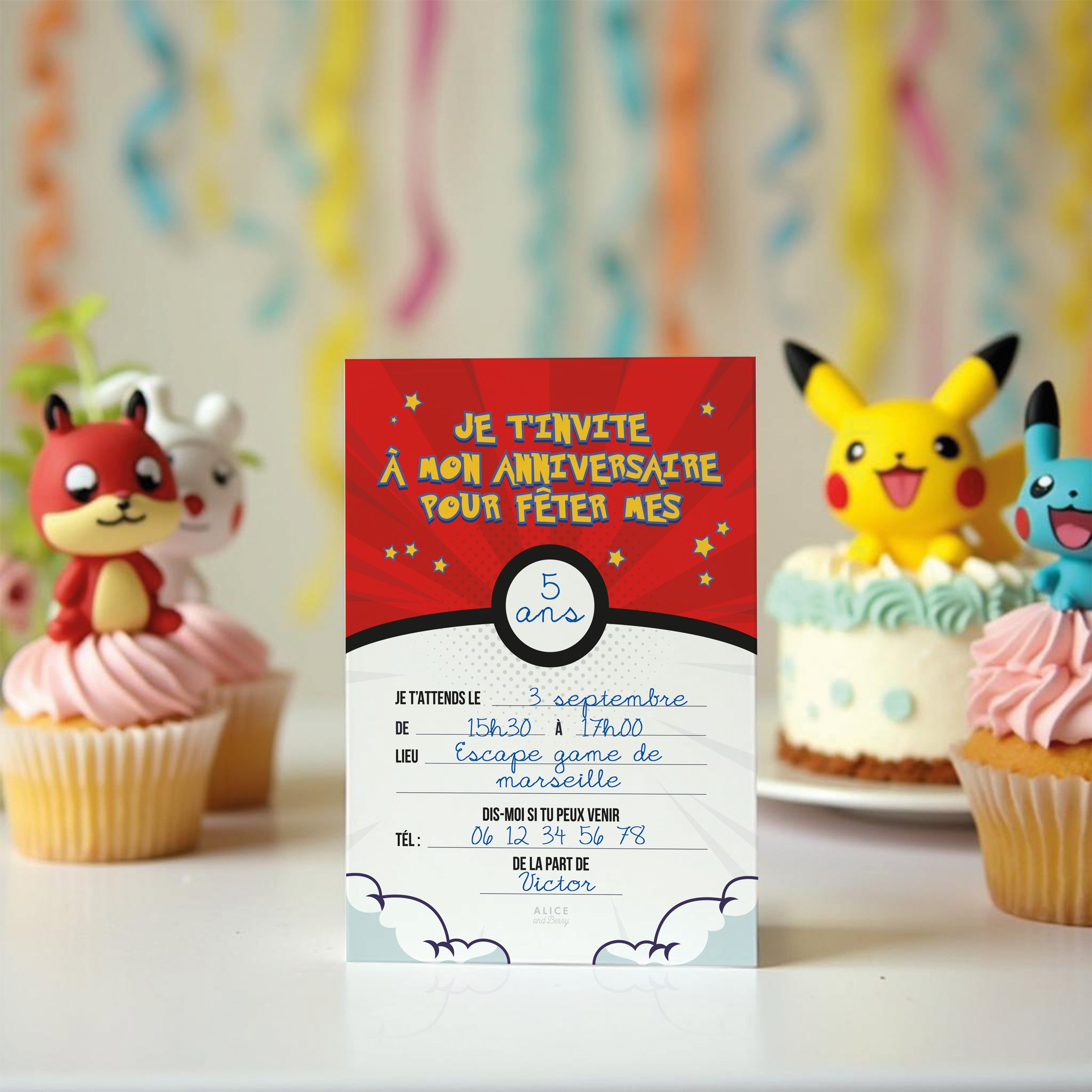 Invitations anniversaire enfant Manga