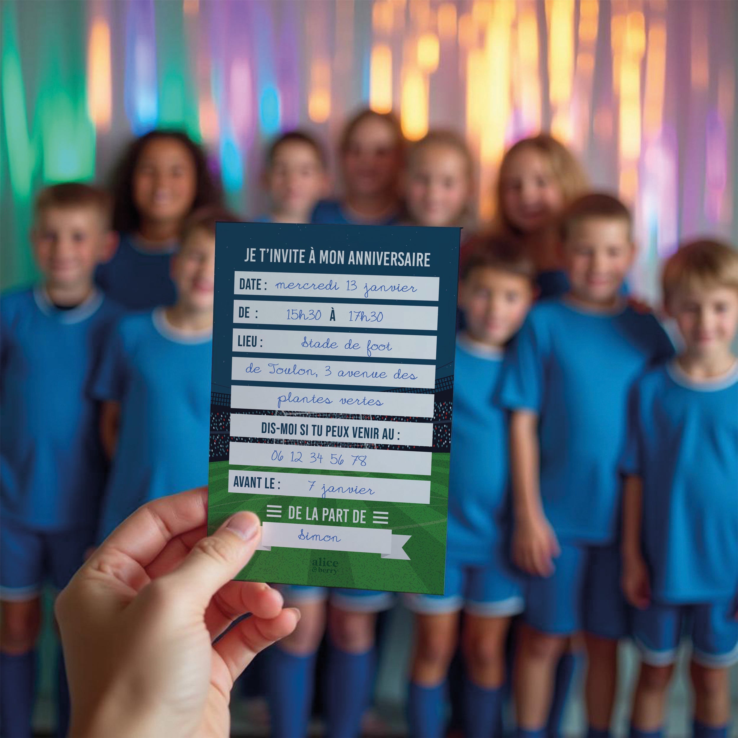 Invitations anniversaire enfant foot à gratter