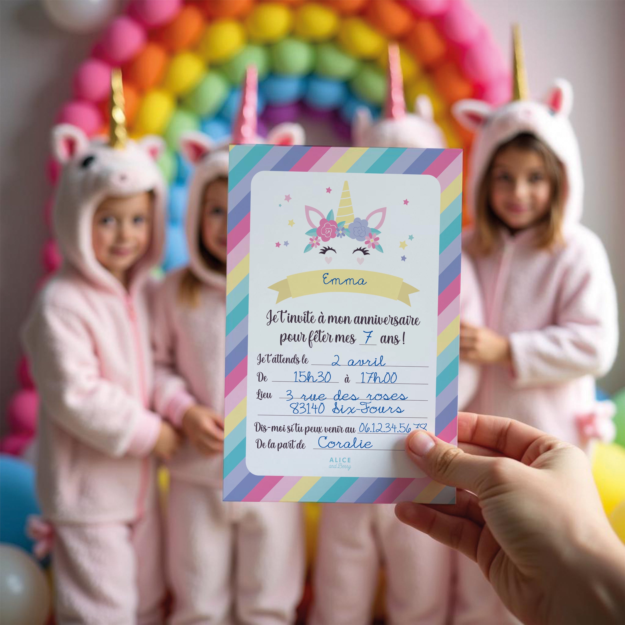 Invitations anniversaire enfant licorne