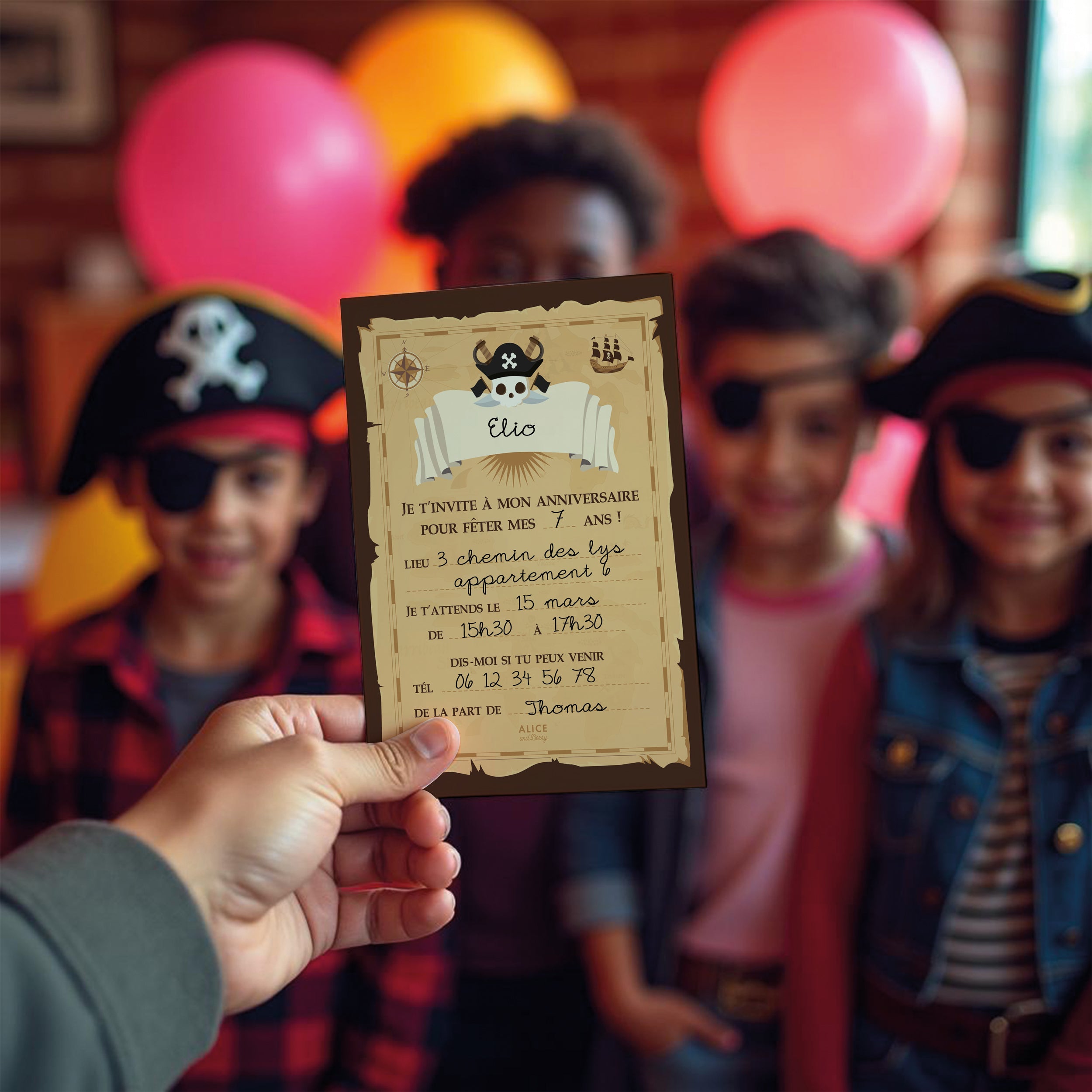 Invitations anniversaire enfant Pirate