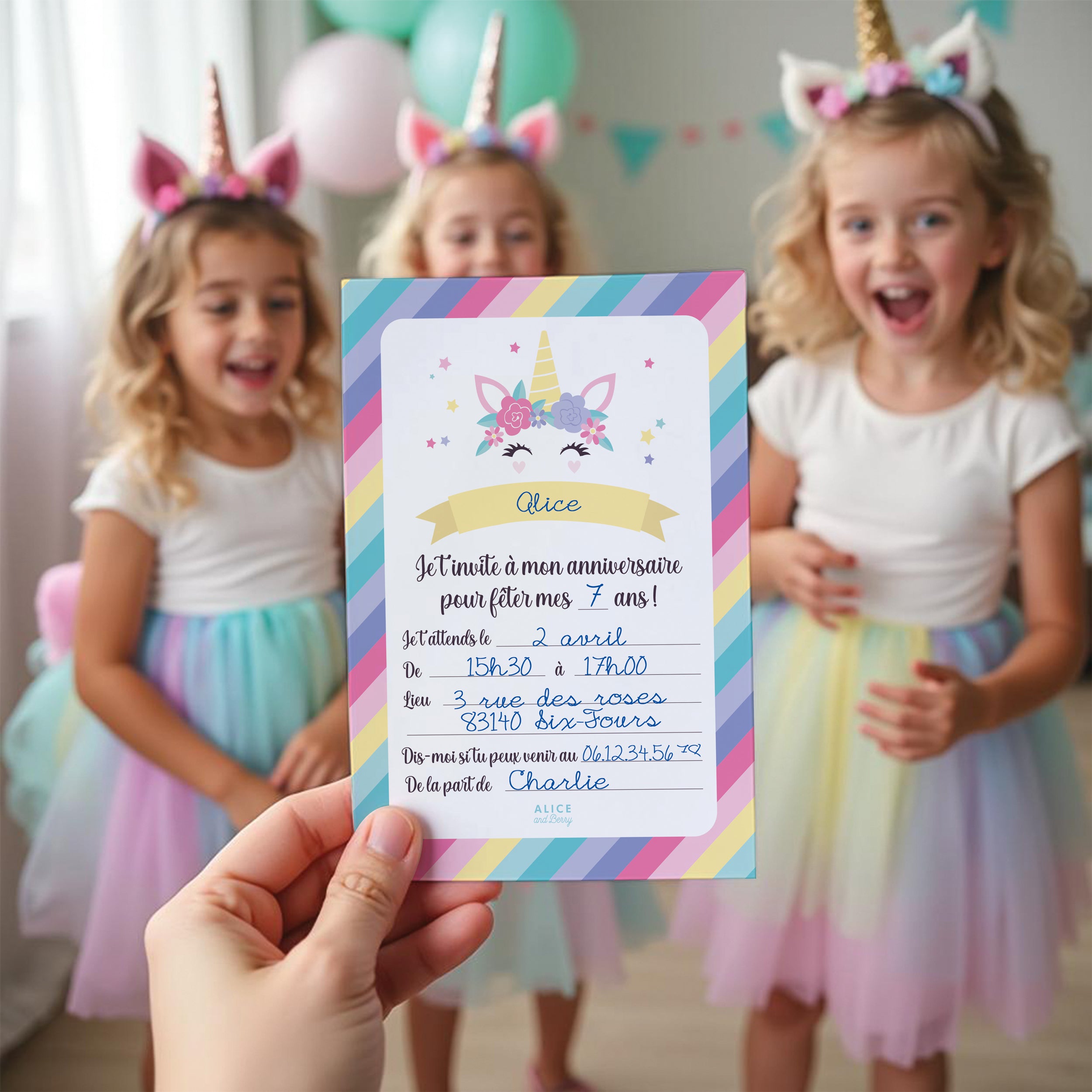 Invitations anniversaire enfant licorne