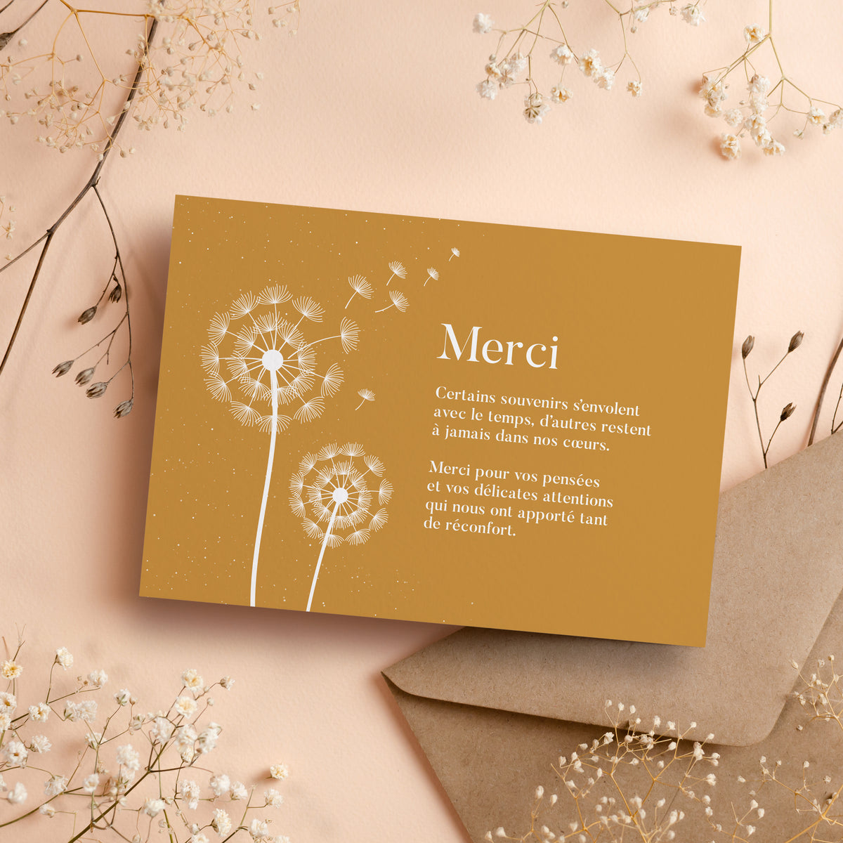 Cartes de Remerciement Décès Pissenlit